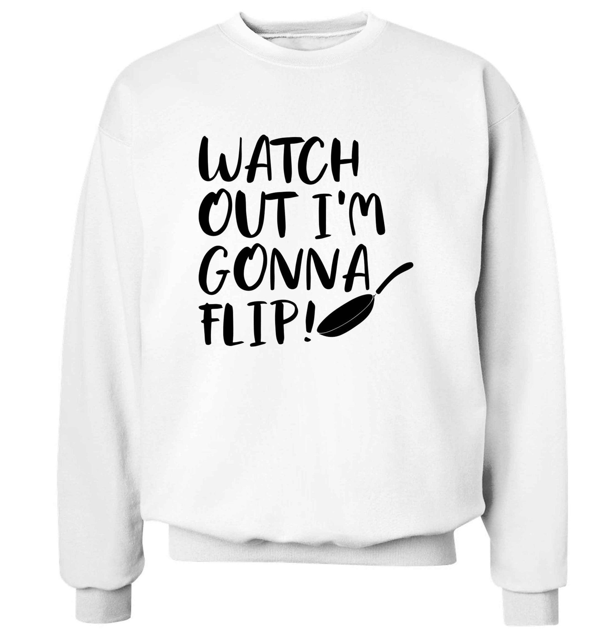 Watch out I'm gonna flip! adult's unisex white sweater 2XL