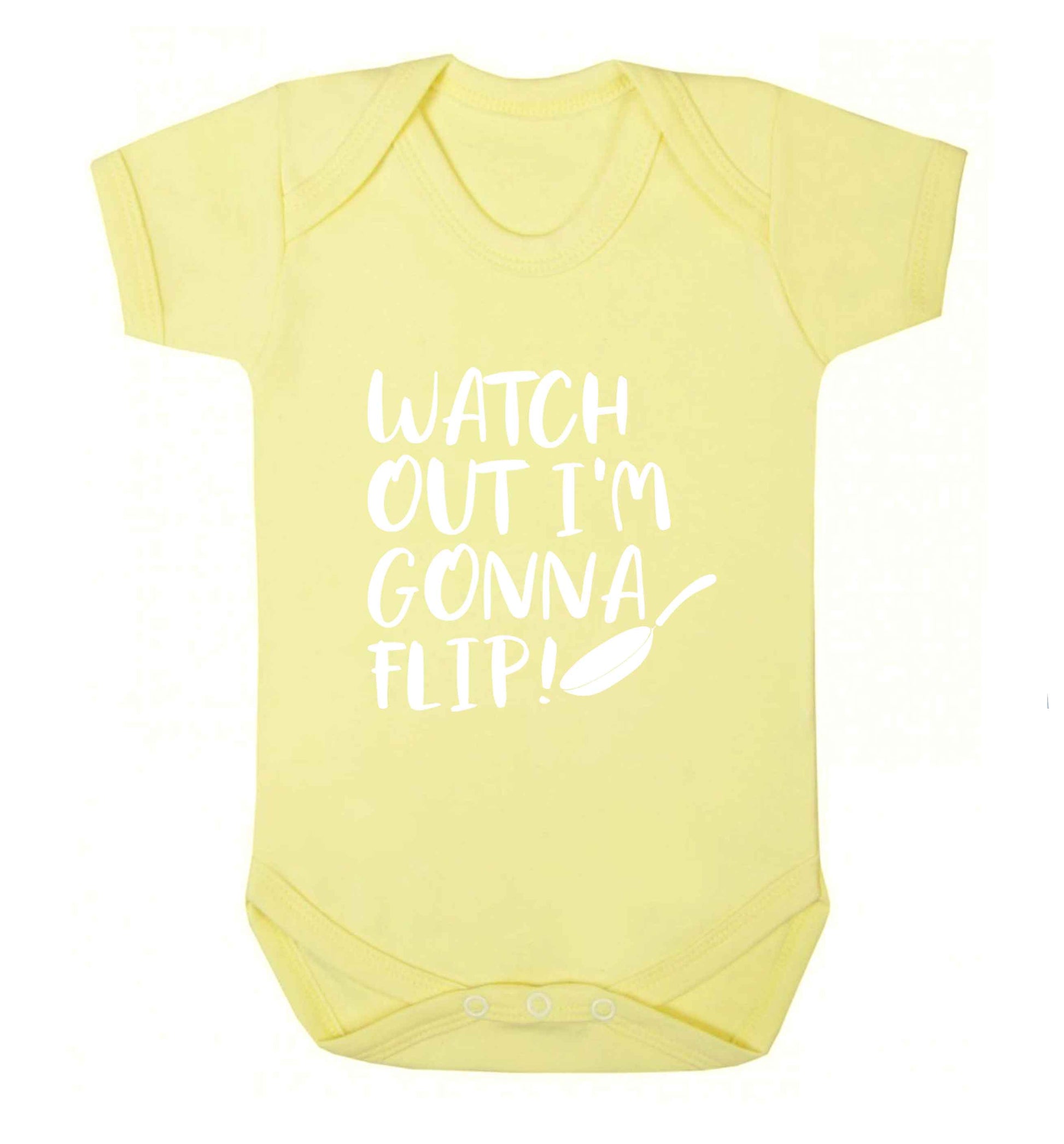 Watch out I'm gonna flip! baby vest pale yellow 18-24 months
