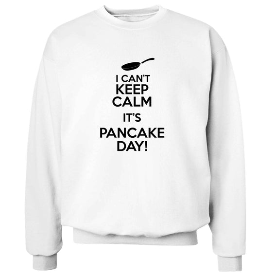 I can't keep calm it's pancake day! adult's unisex white sweater 2XL