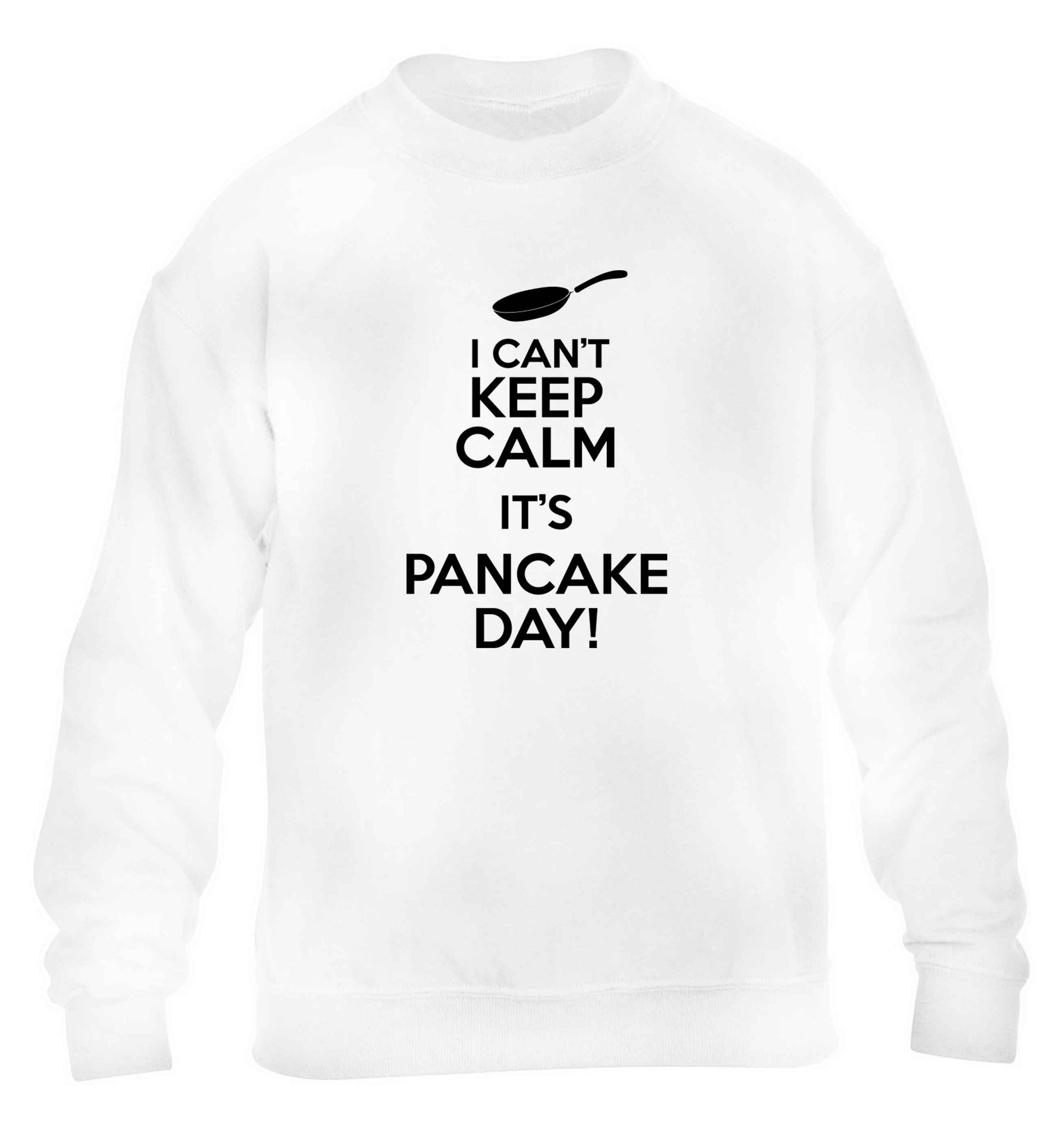 I can't keep calm it's pancake day! children's white sweater 12-13 Years