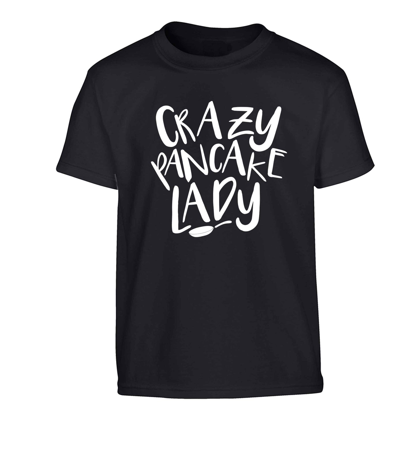 Crazy pancake lady Children's black Tshirt 12-13 Years