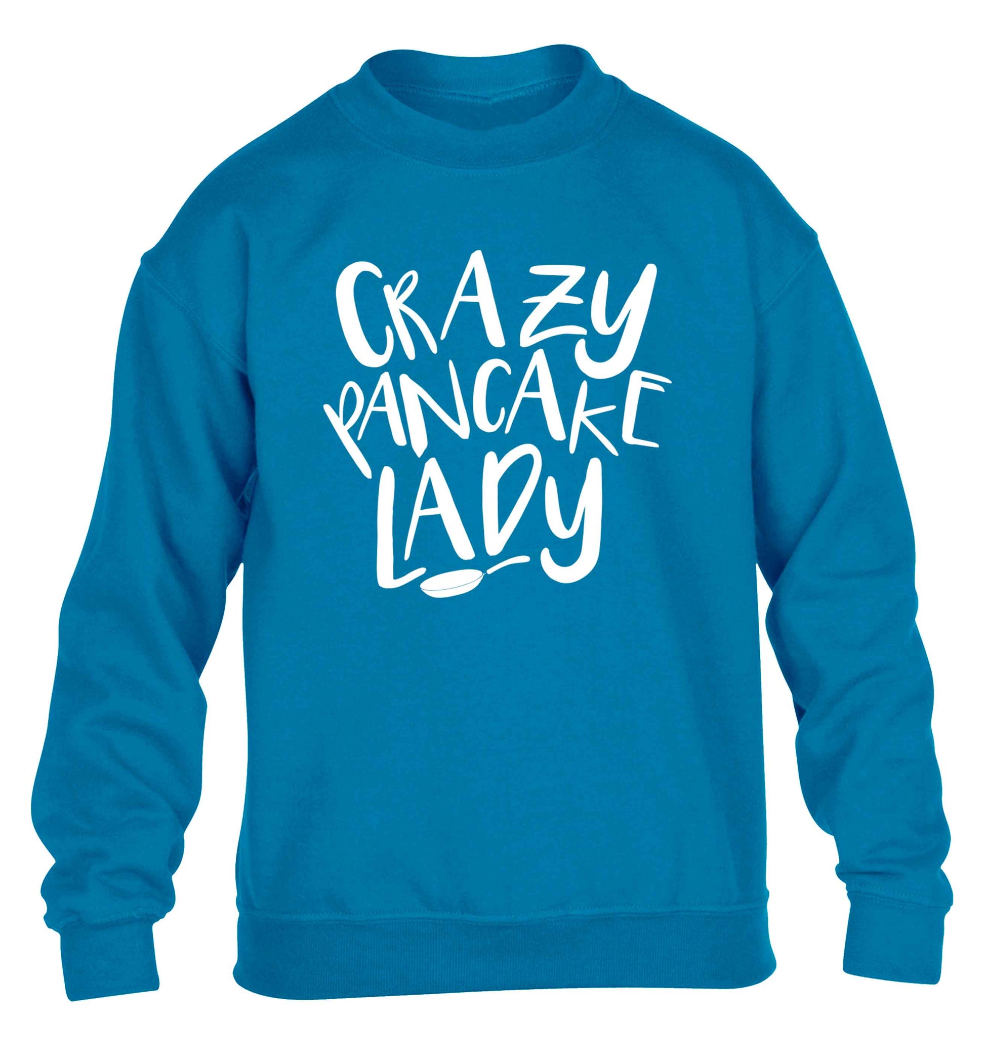 Crazy pancake lady children's blue sweater 12-13 Years