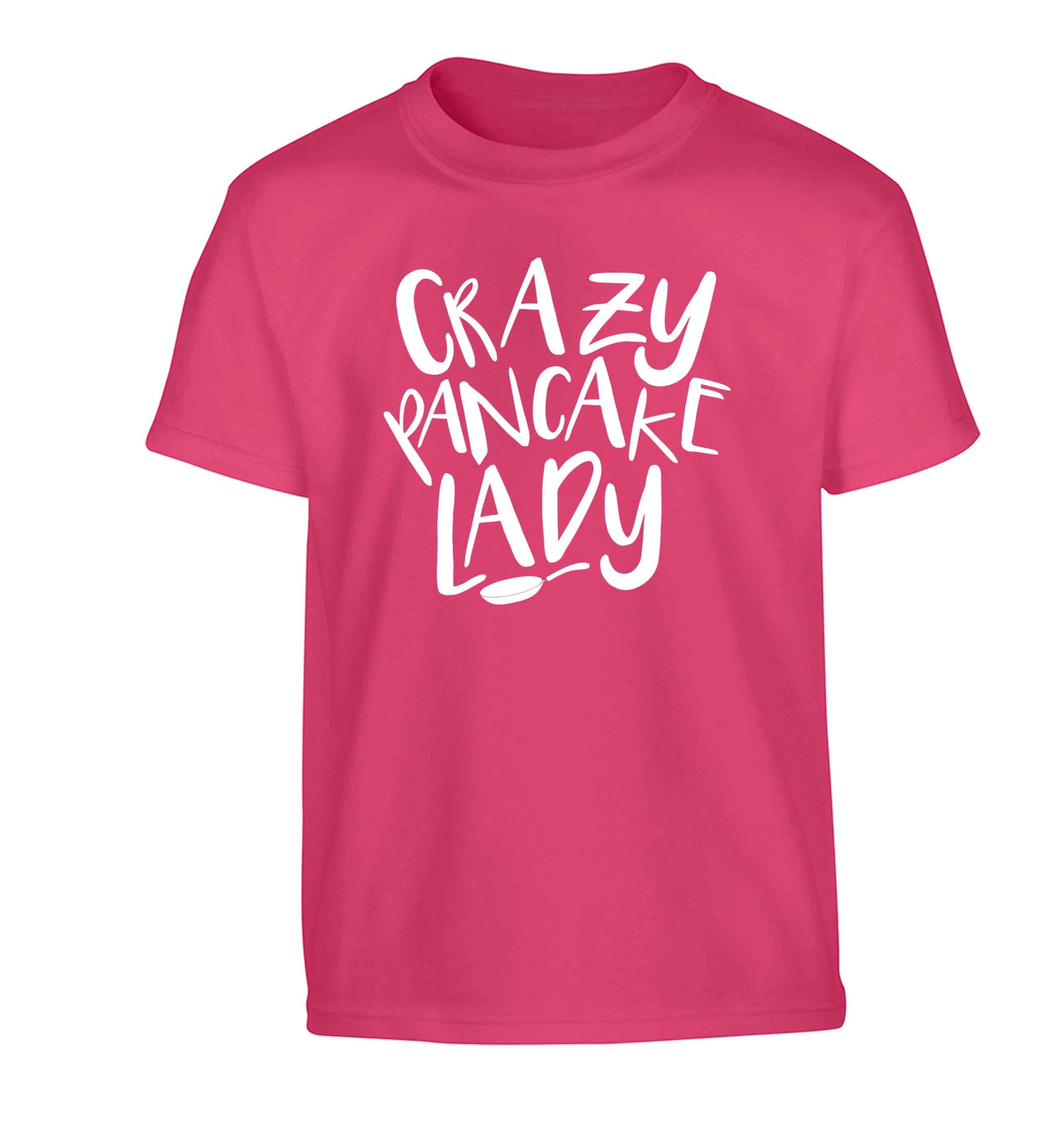 Crazy pancake lady Children's pink Tshirt 12-13 Years