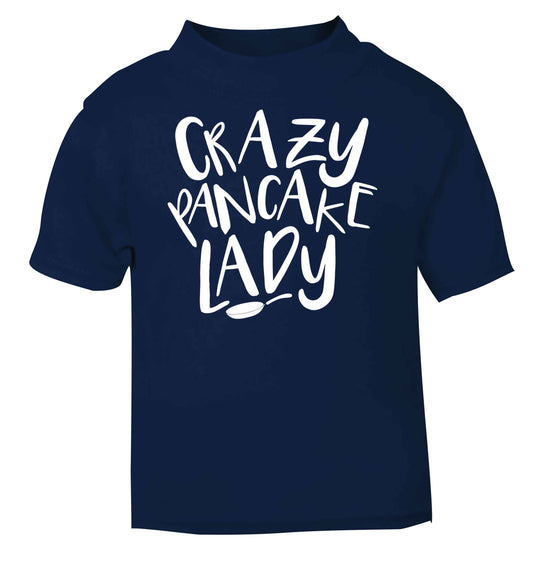 Crazy pancake lady navy baby toddler Tshirt 2 Years
