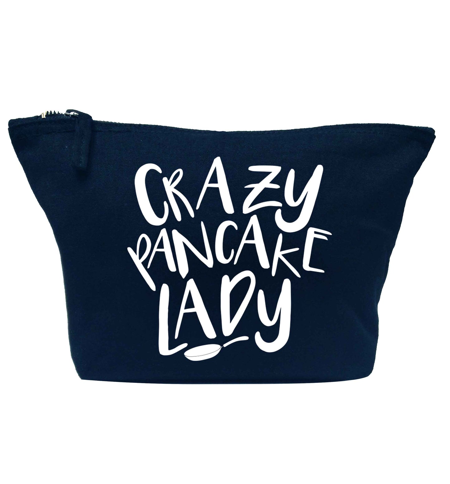 Crazy pancake lady navy makeup bag