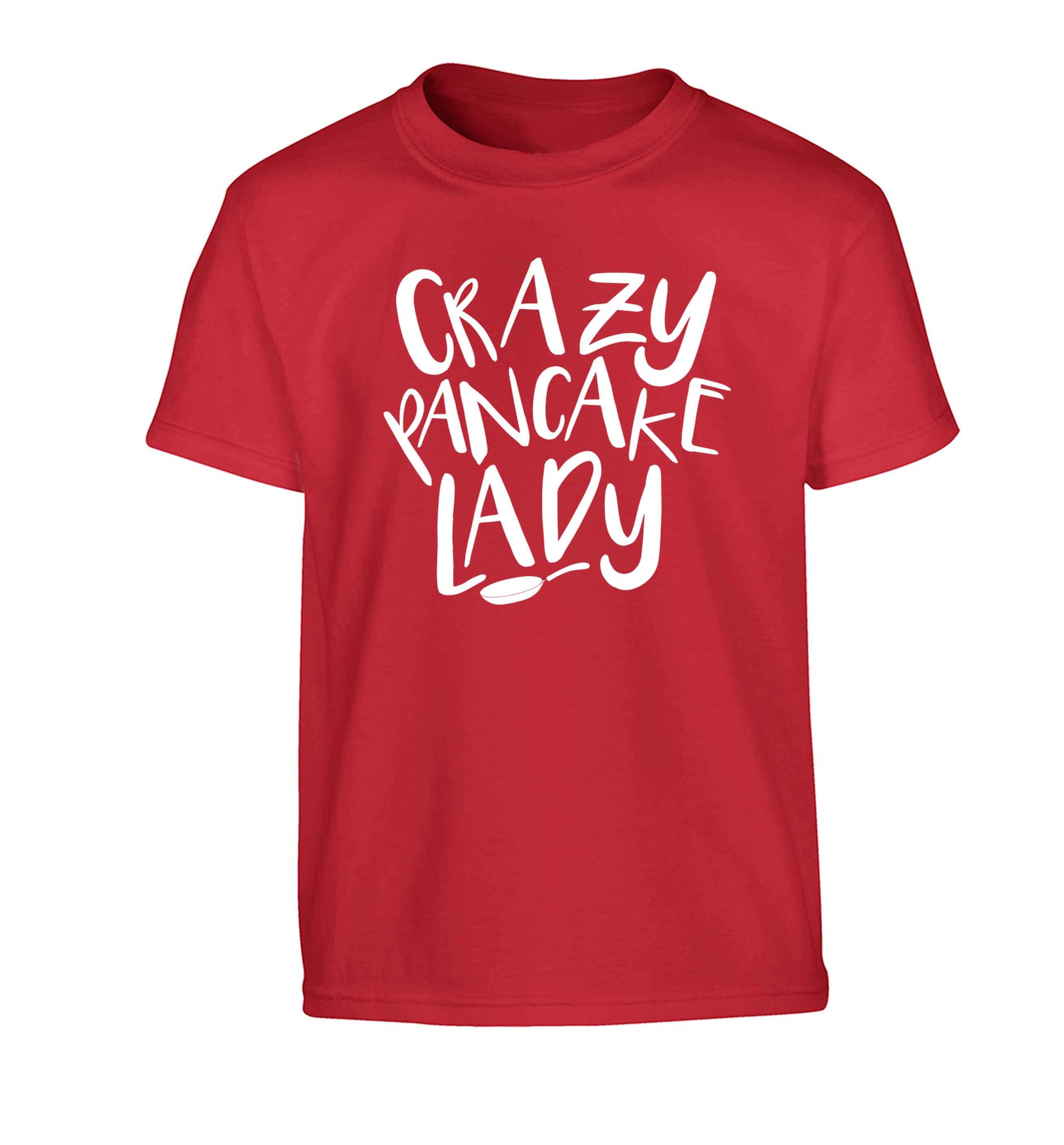 Crazy pancake lady Children's red Tshirt 12-13 Years