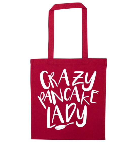 Crazy pancake lady red tote bag