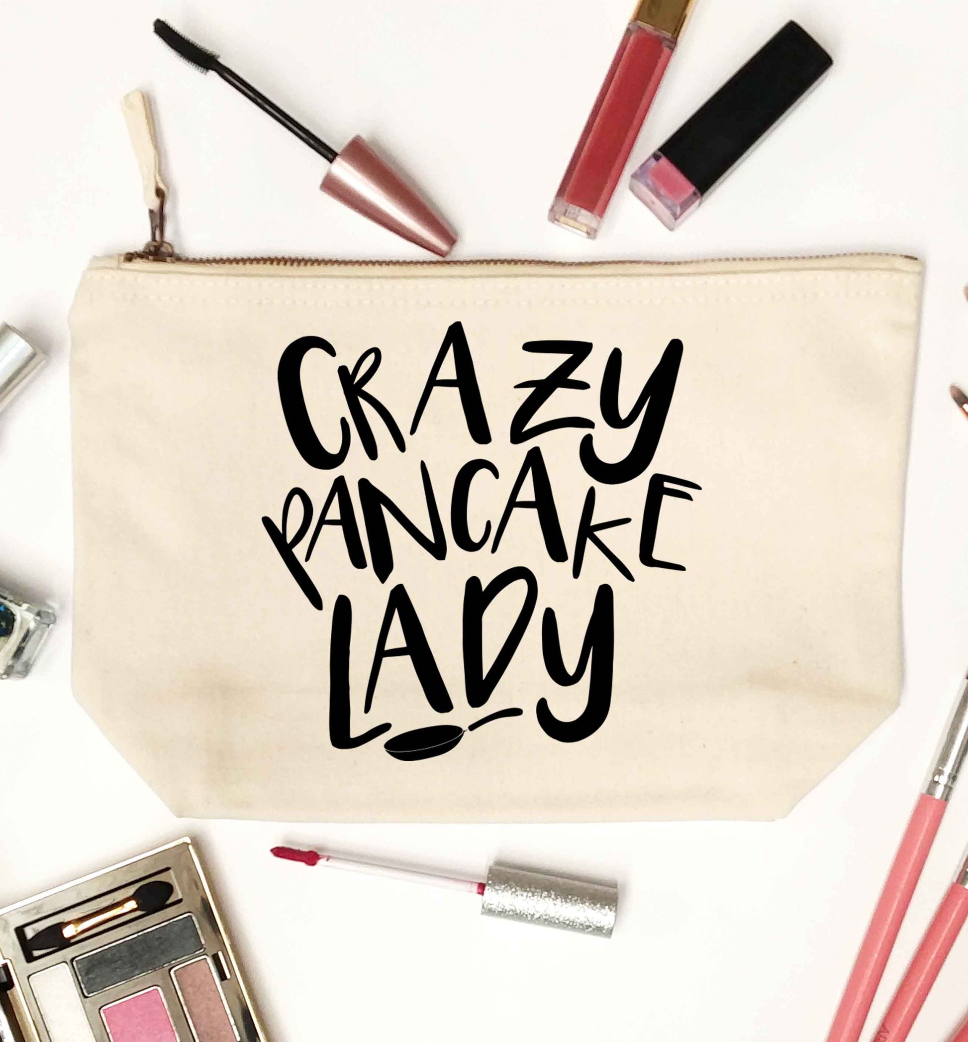 Crazy pancake lady natural makeup bag