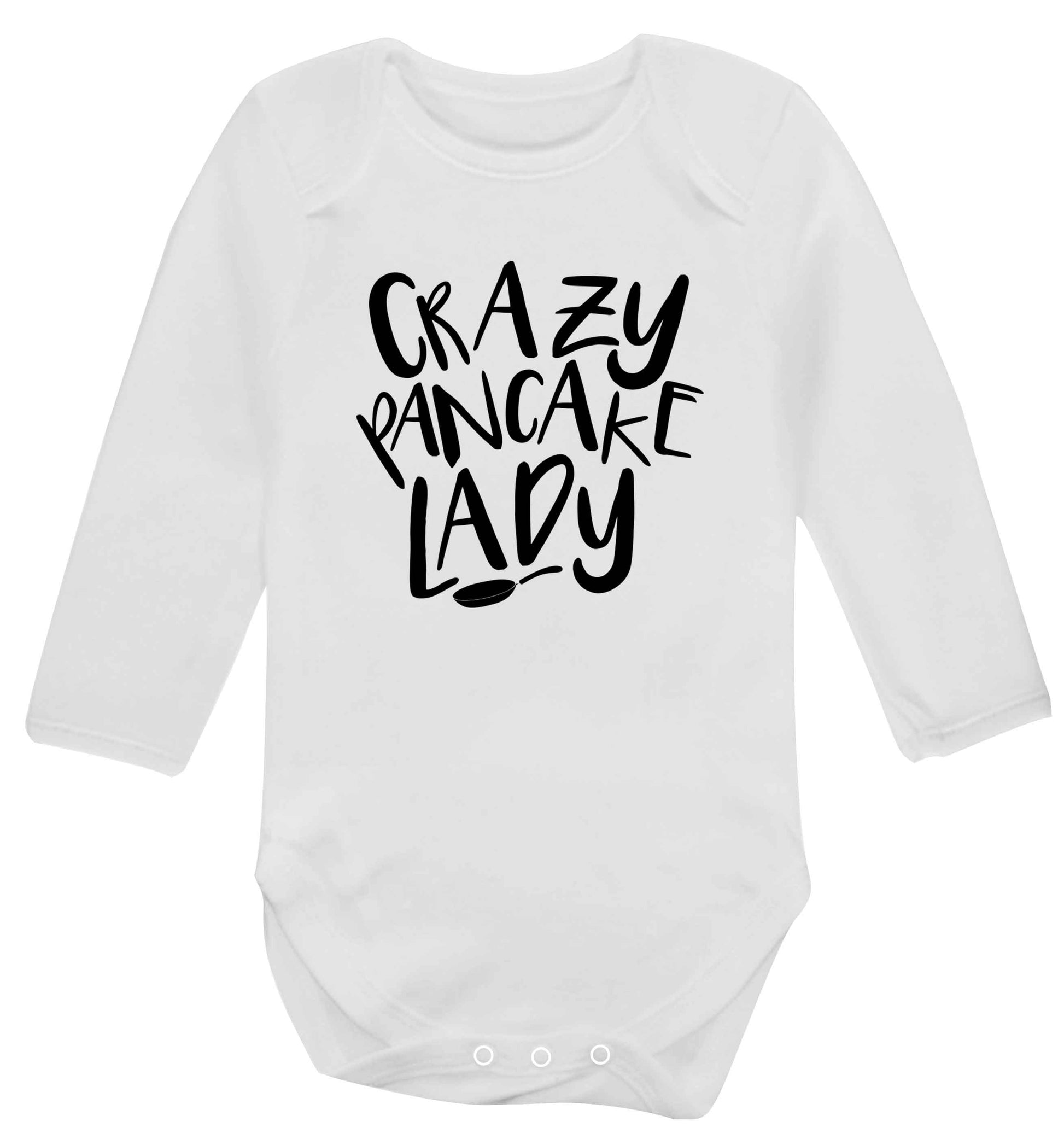 Crazy pancake lady baby vest long sleeved white 6-12 months