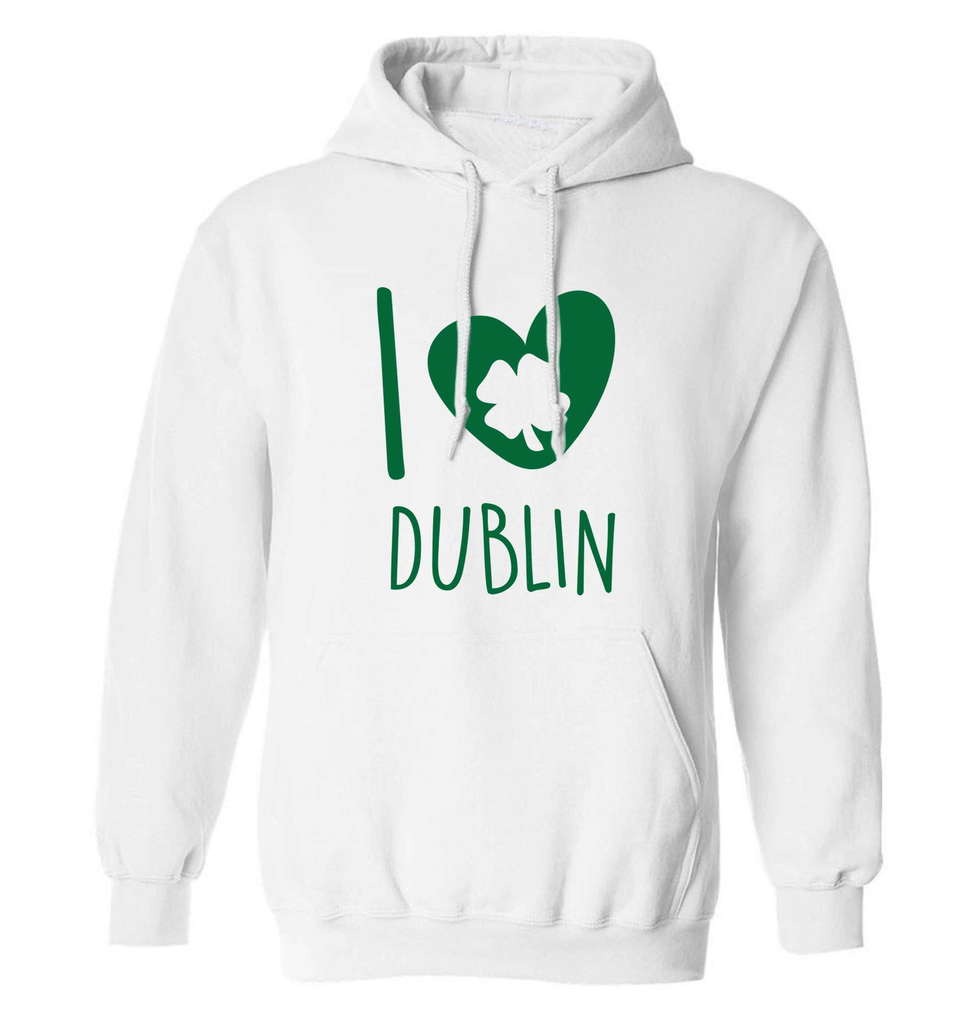 I love Dublin adults unisex white hoodie 2XL