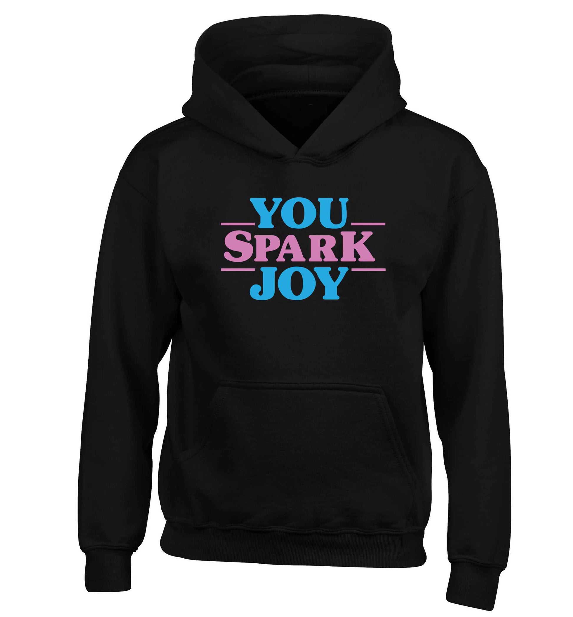 You spark joy children's black hoodie 12-13 Years