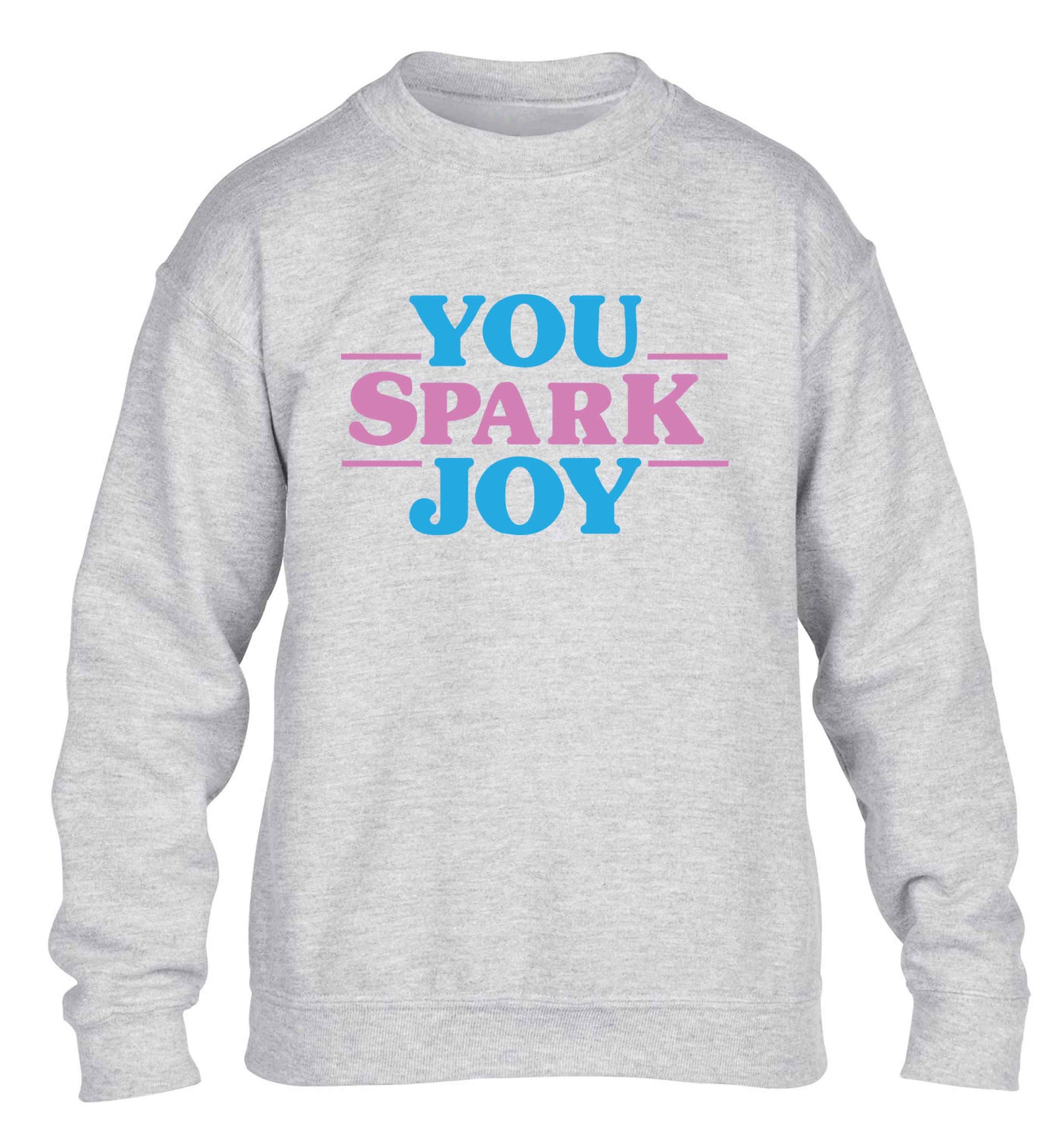 You spark joy children's grey sweater 12-13 Years