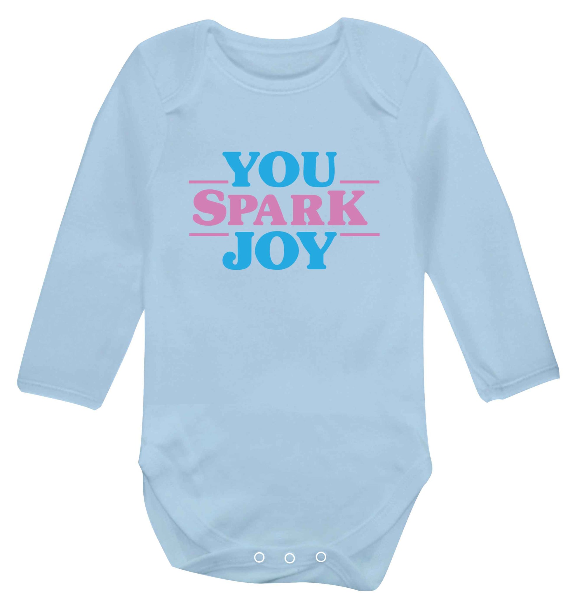 You spark joy baby vest long sleeved pale blue 6-12 months