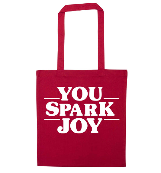 You spark joy red tote bag