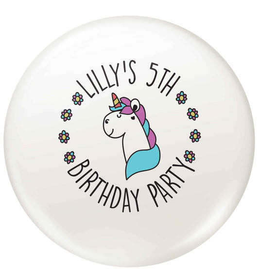 Personalised unicorn birthday party small 25mm Pin badge