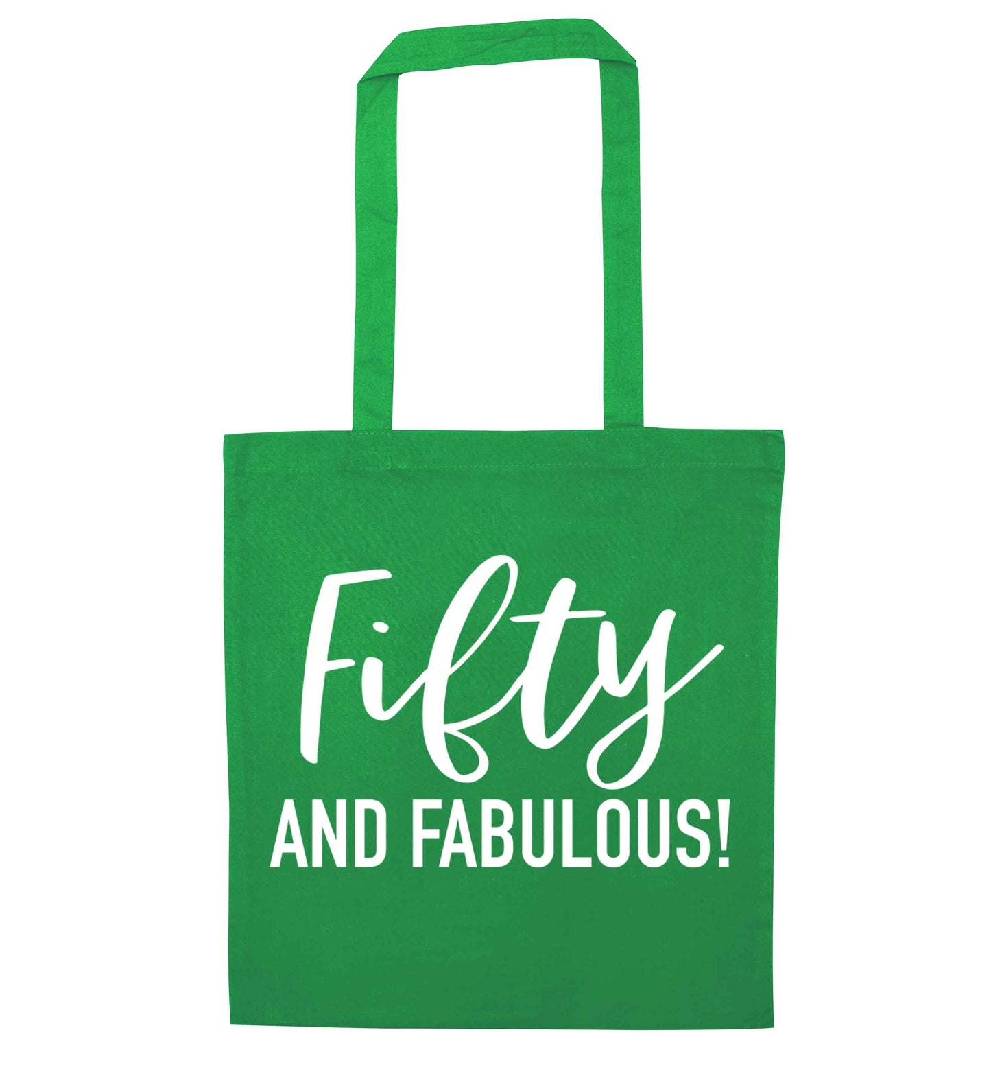 Fifty and fabulous green tote bag