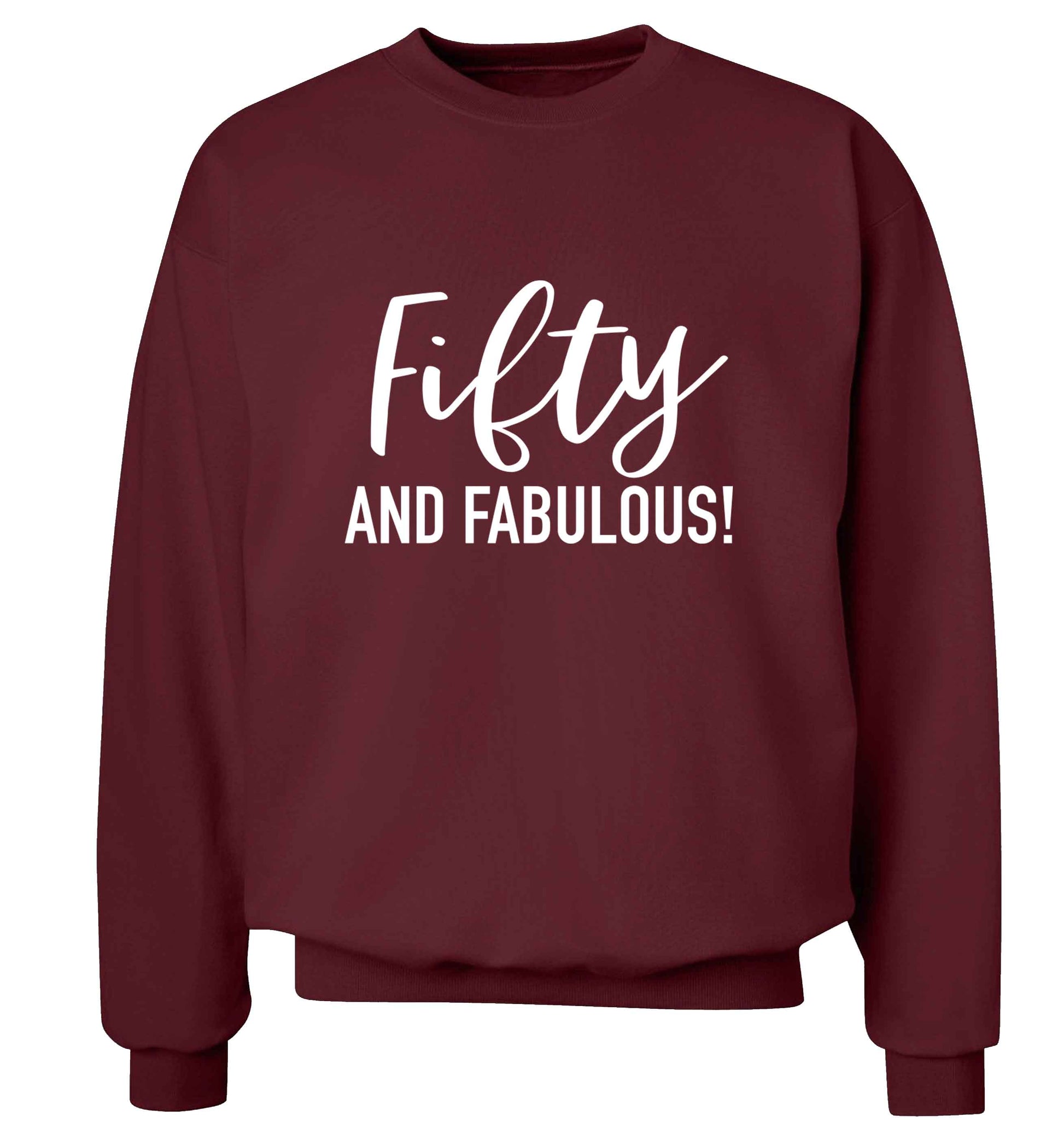 Fifty and fabulous adult's unisex maroon sweater 2XL