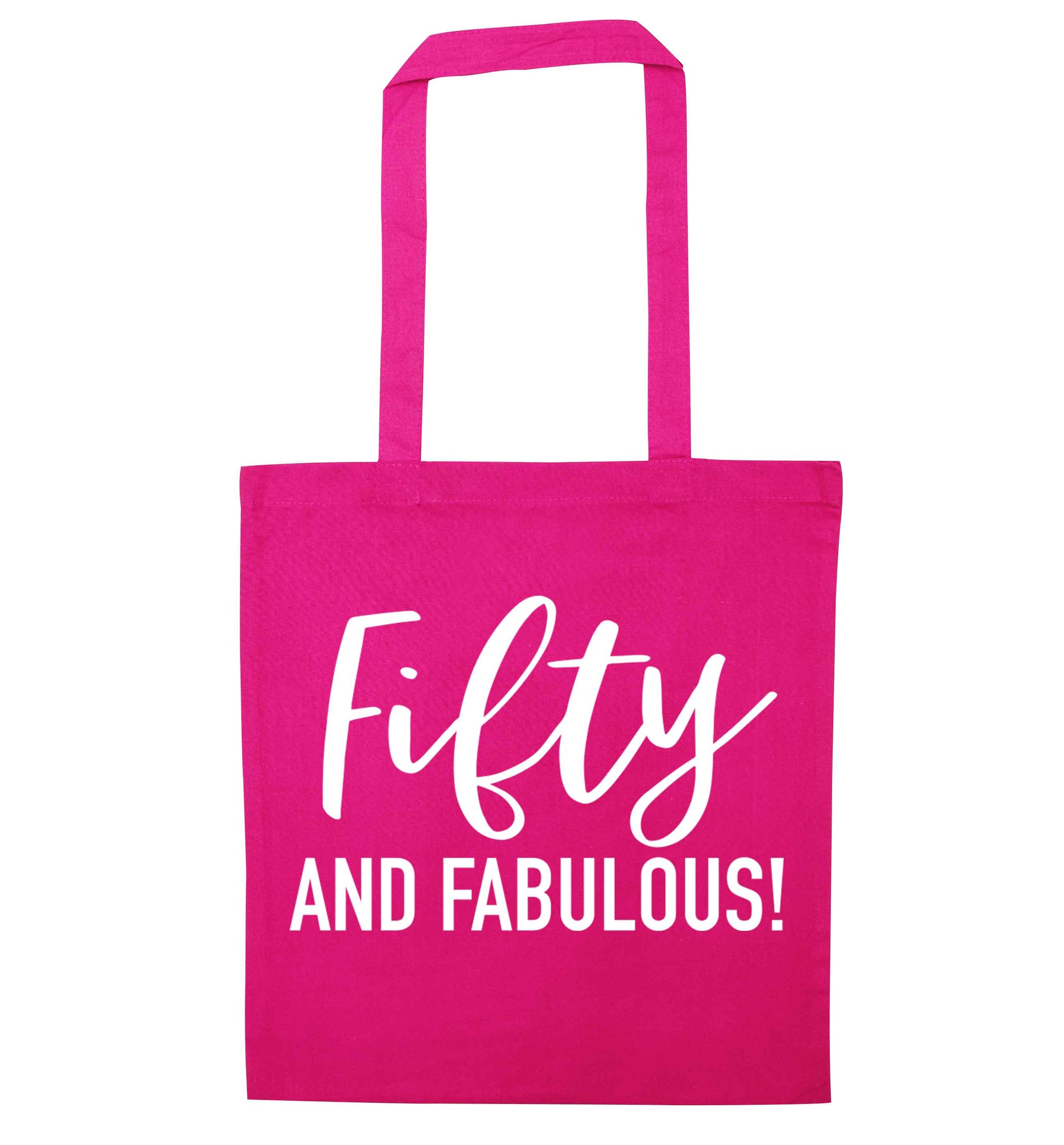 Fifty and fabulous pink tote bag