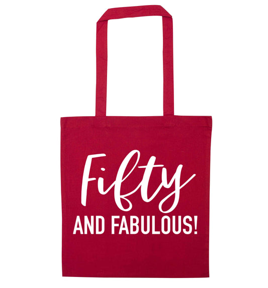 Fifty and fabulous red tote bag