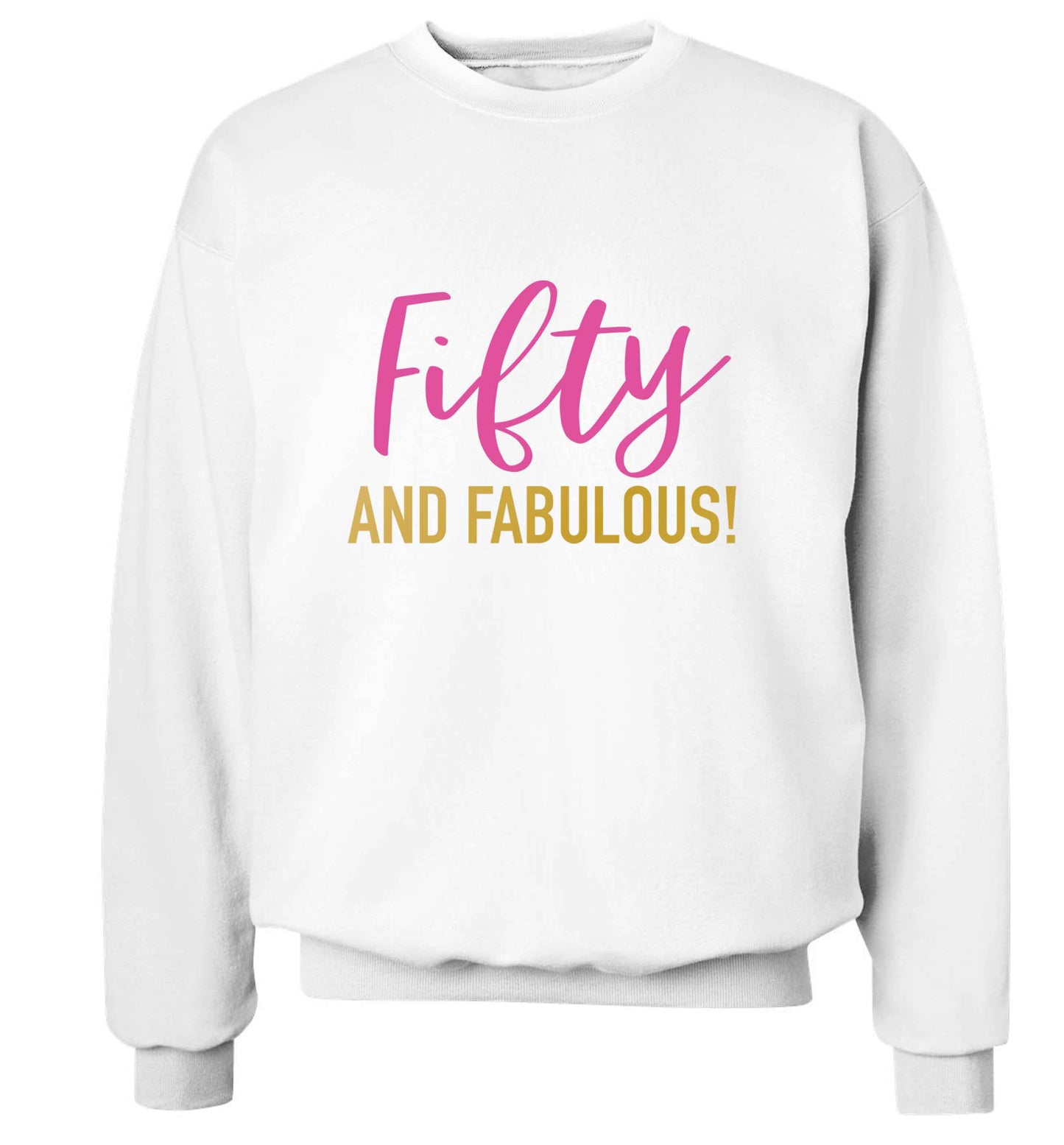 Fifty and fabulous adult's unisex white sweater 2XL