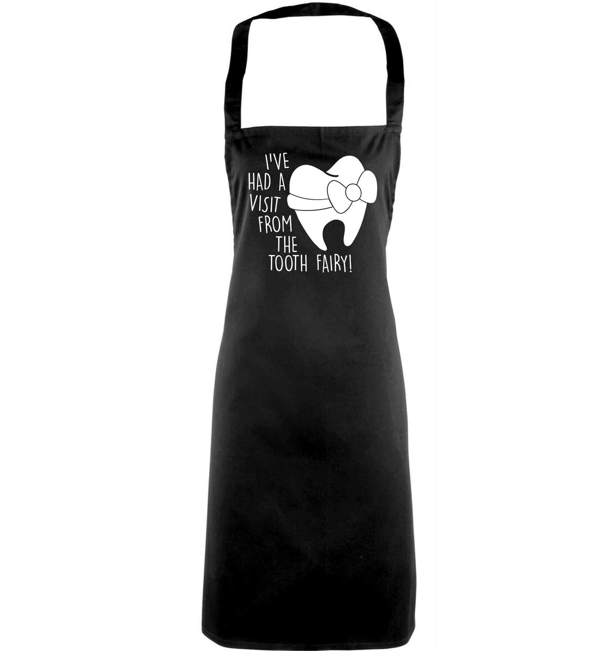 Visit From Tooth Fairy adults black apron