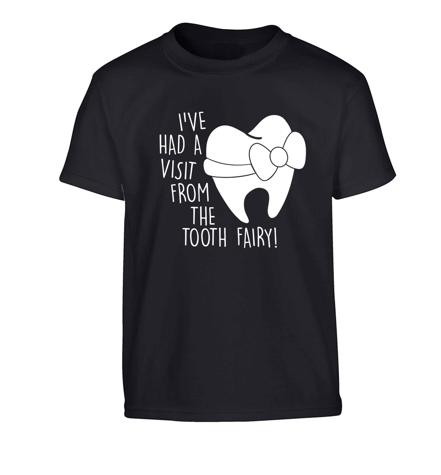 Visit From Tooth Fairy Children's black Tshirt 12-13 Years