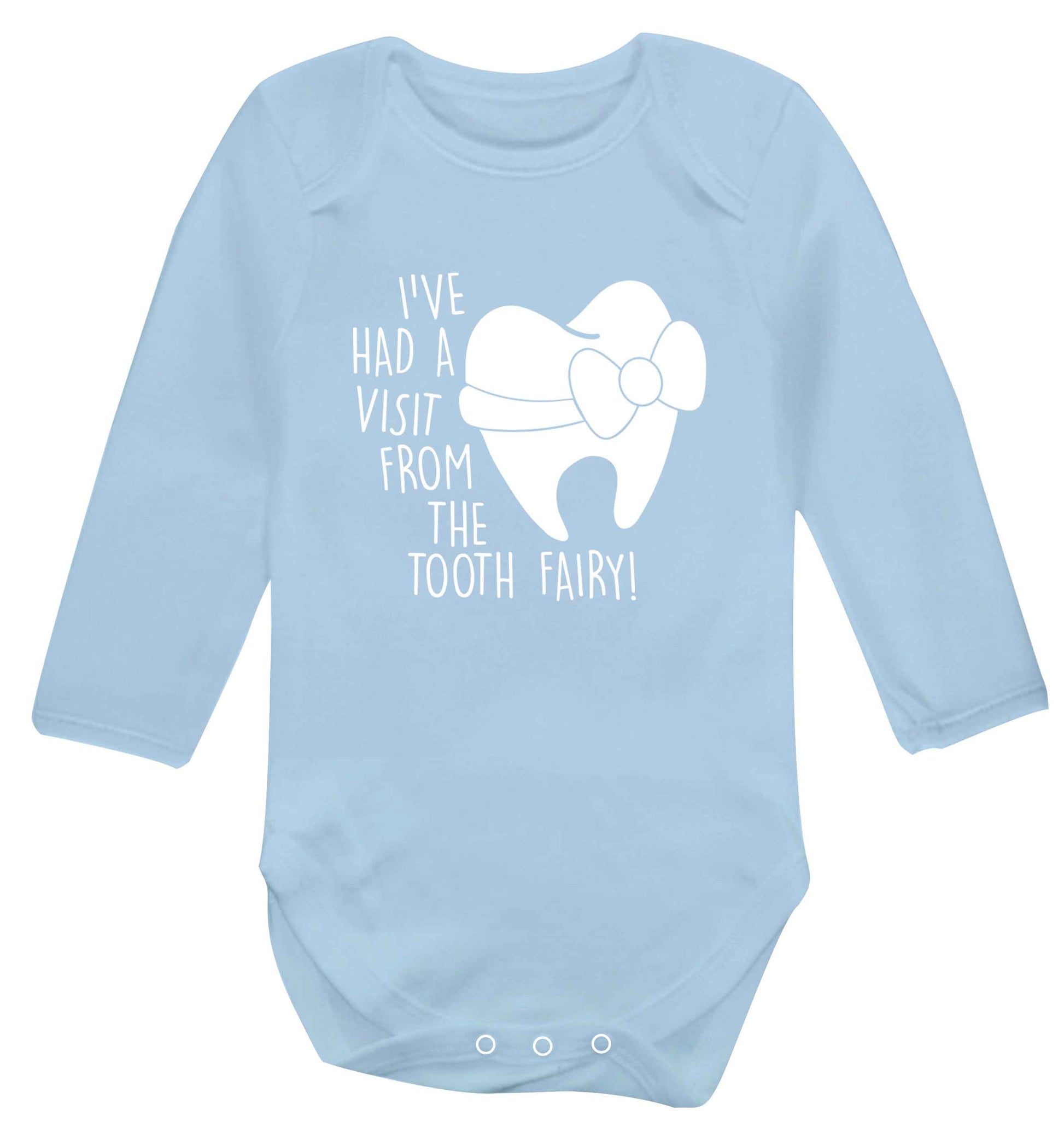 Visit From Tooth Fairy baby vest long sleeved pale blue 6-12 months