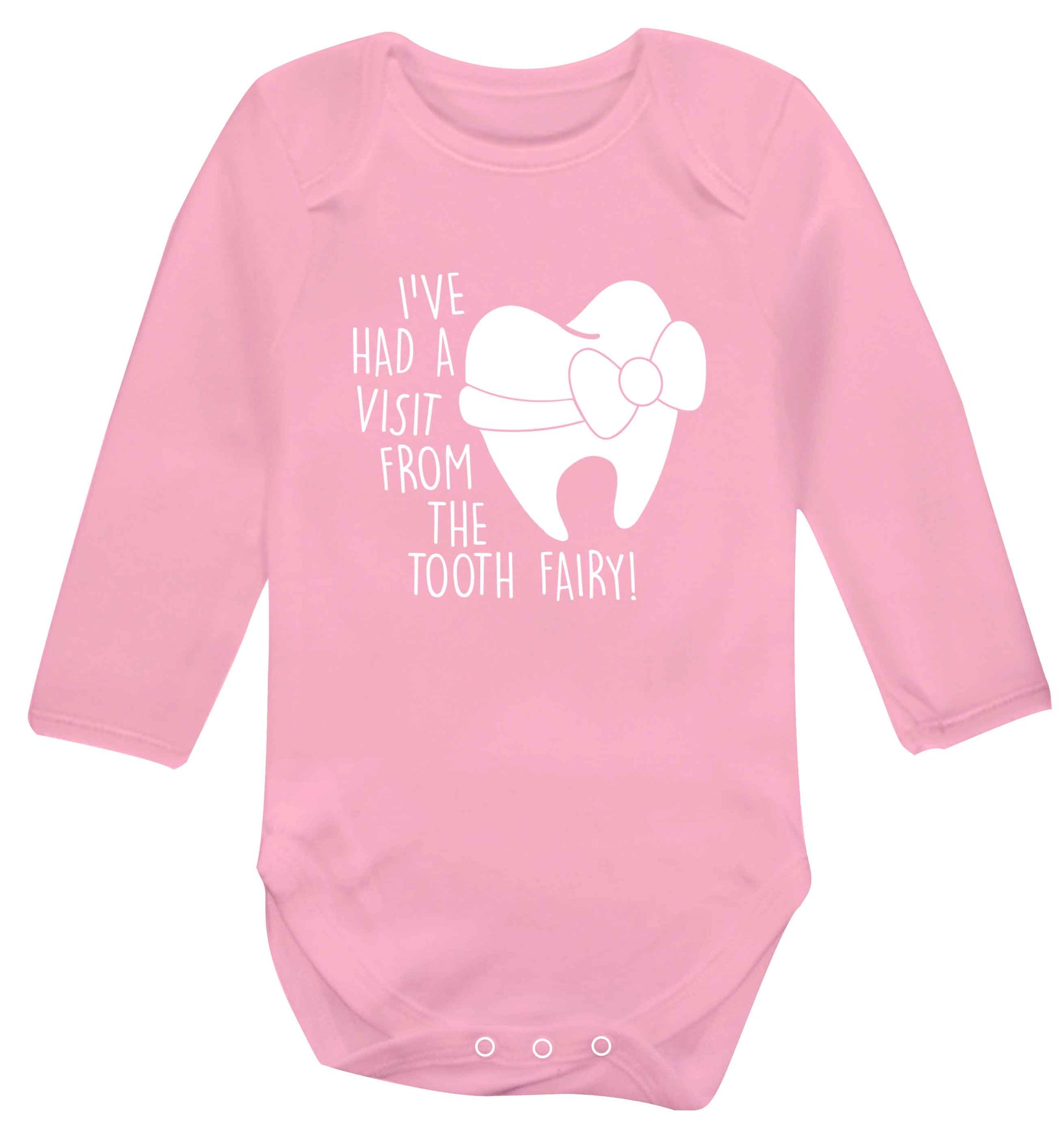 Visit From Tooth Fairy baby vest long sleeved pale pink 6-12 months