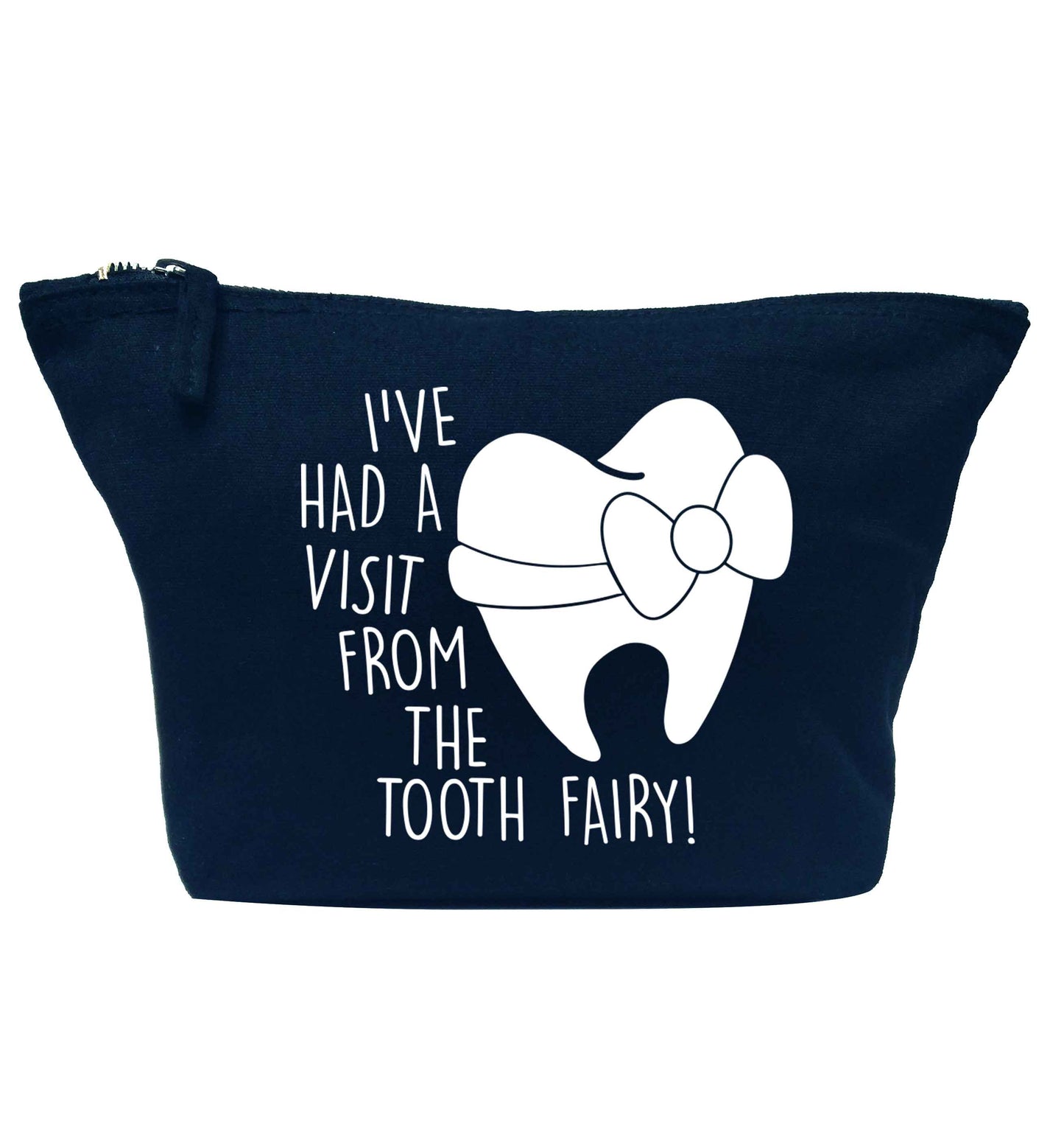 Visit From Tooth Fairy navy makeup bag