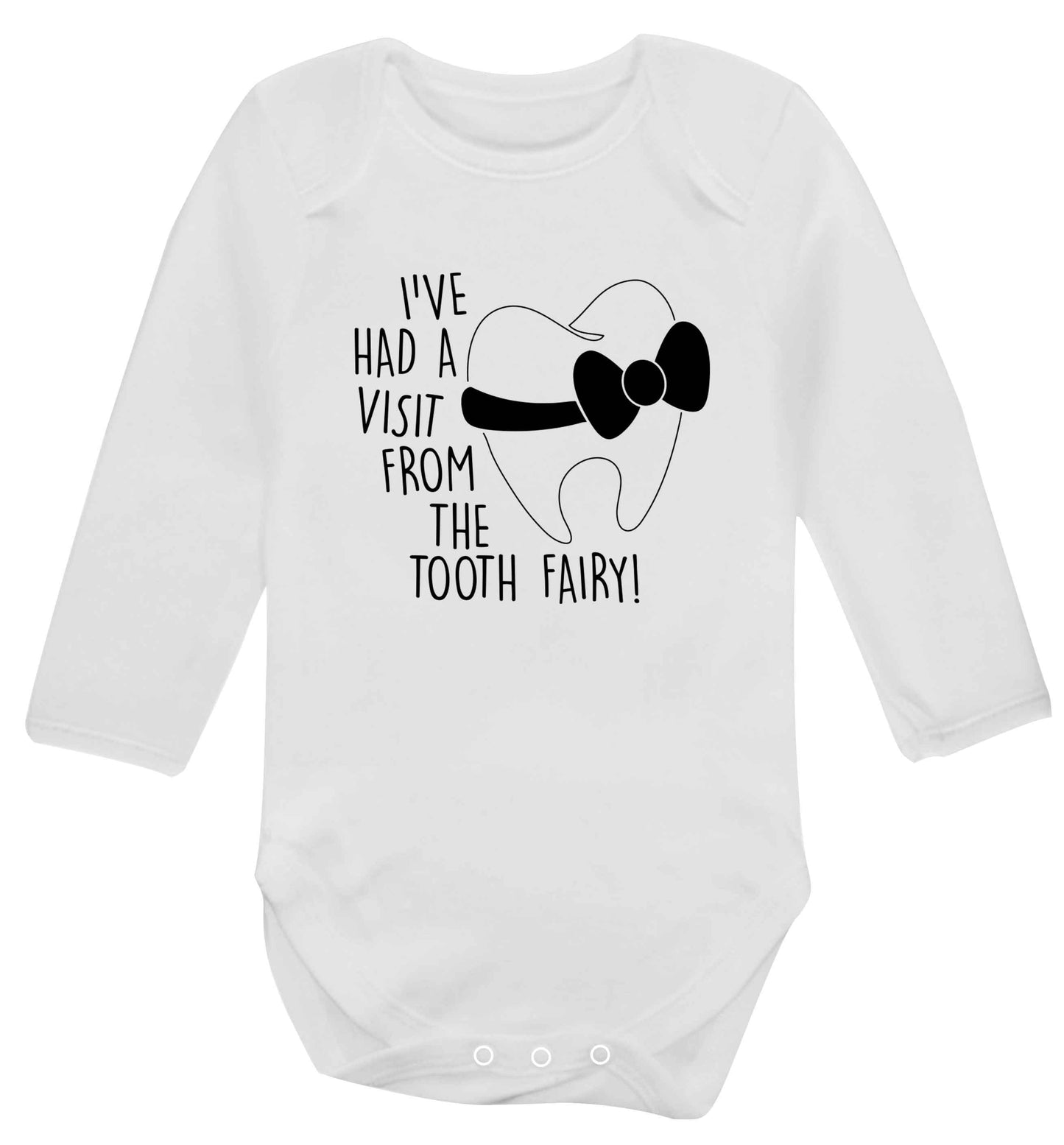 Visit From Tooth Fairy baby vest long sleeved white 6-12 months
