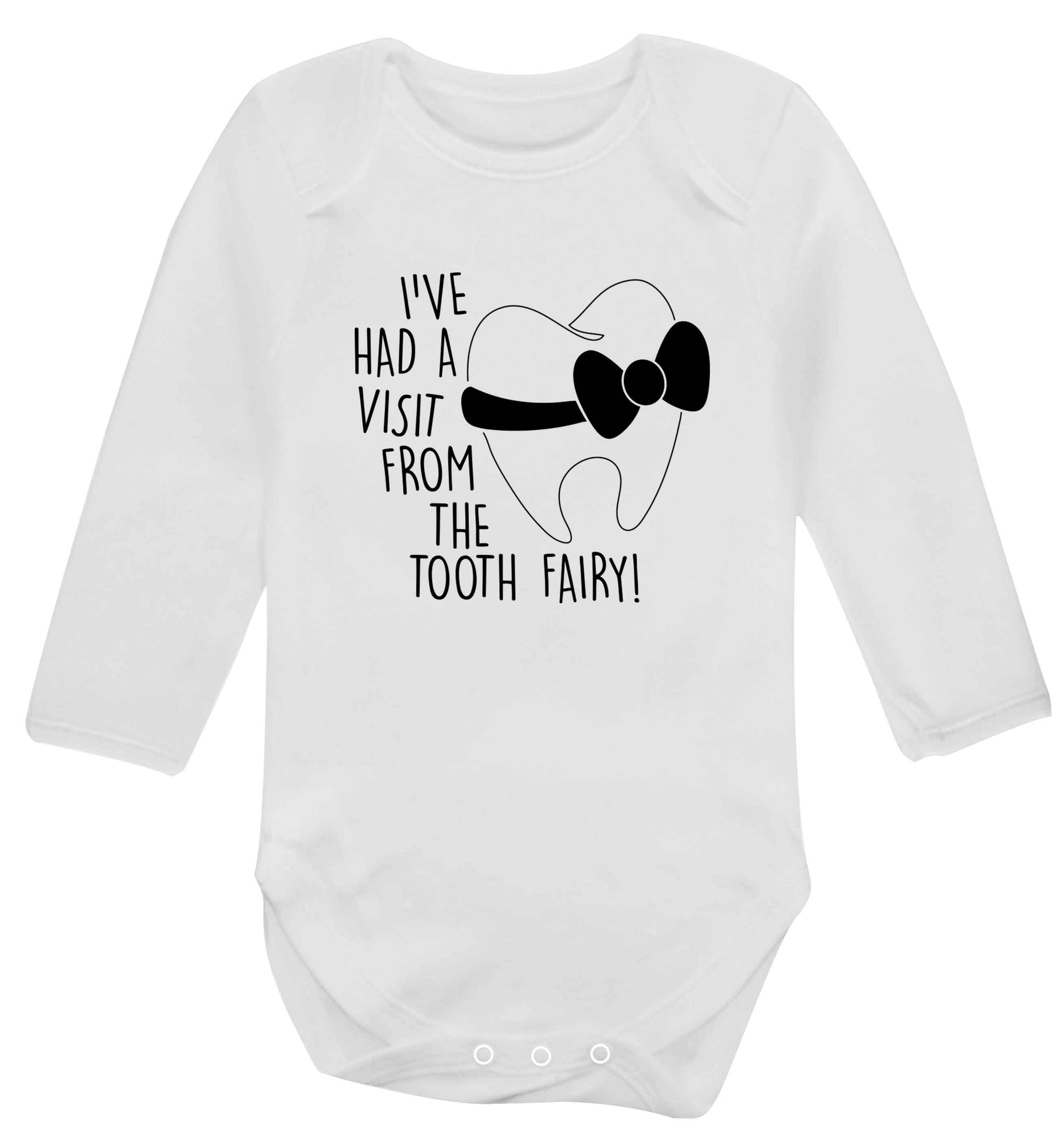 Visit From Tooth Fairy baby vest long sleeved white 6-12 months
