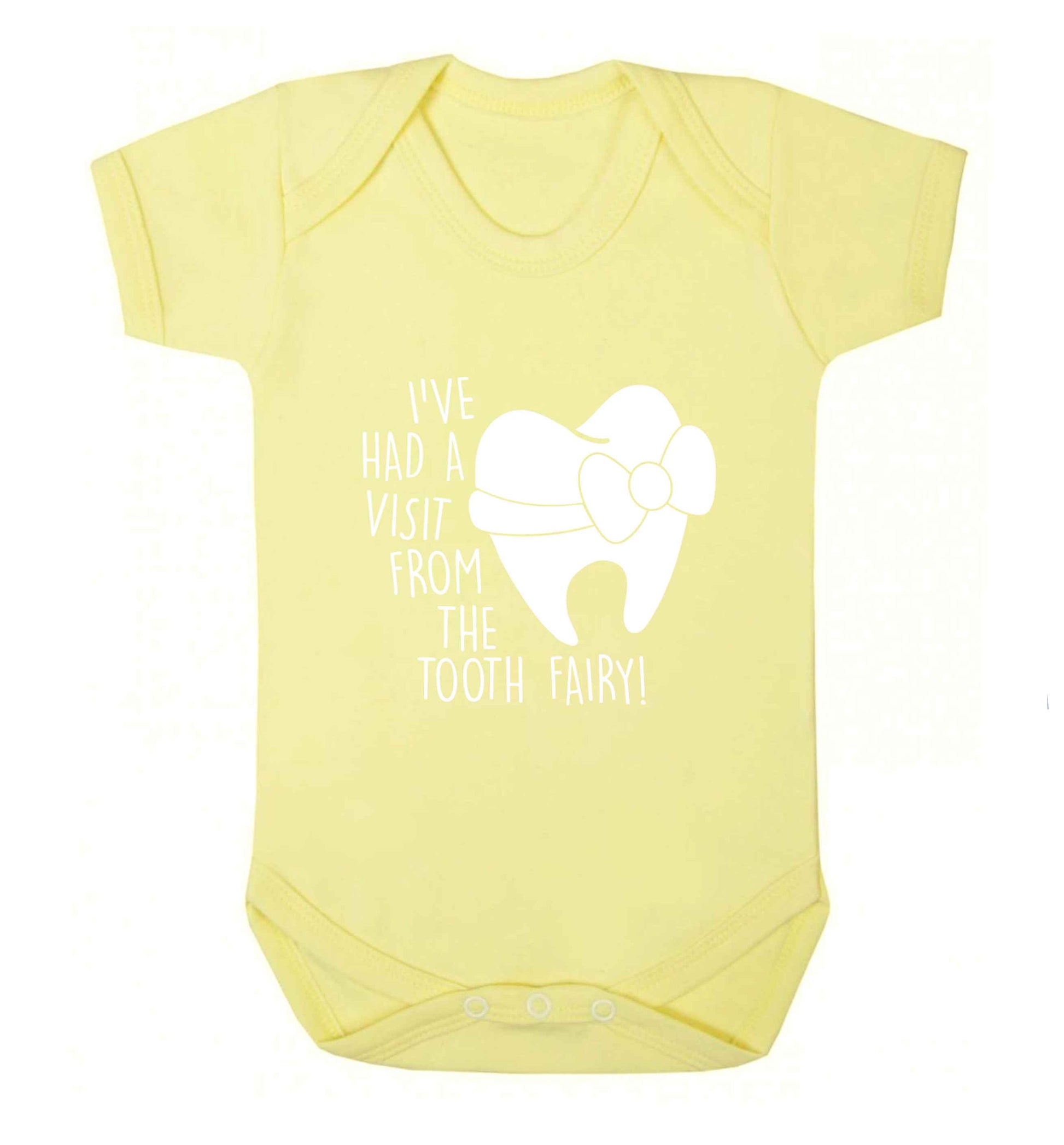 Visit From Tooth Fairy baby vest pale yellow 18-24 months