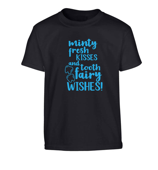 Minty Kisses Tooth Fairy Children's black Tshirt 12-13 Years