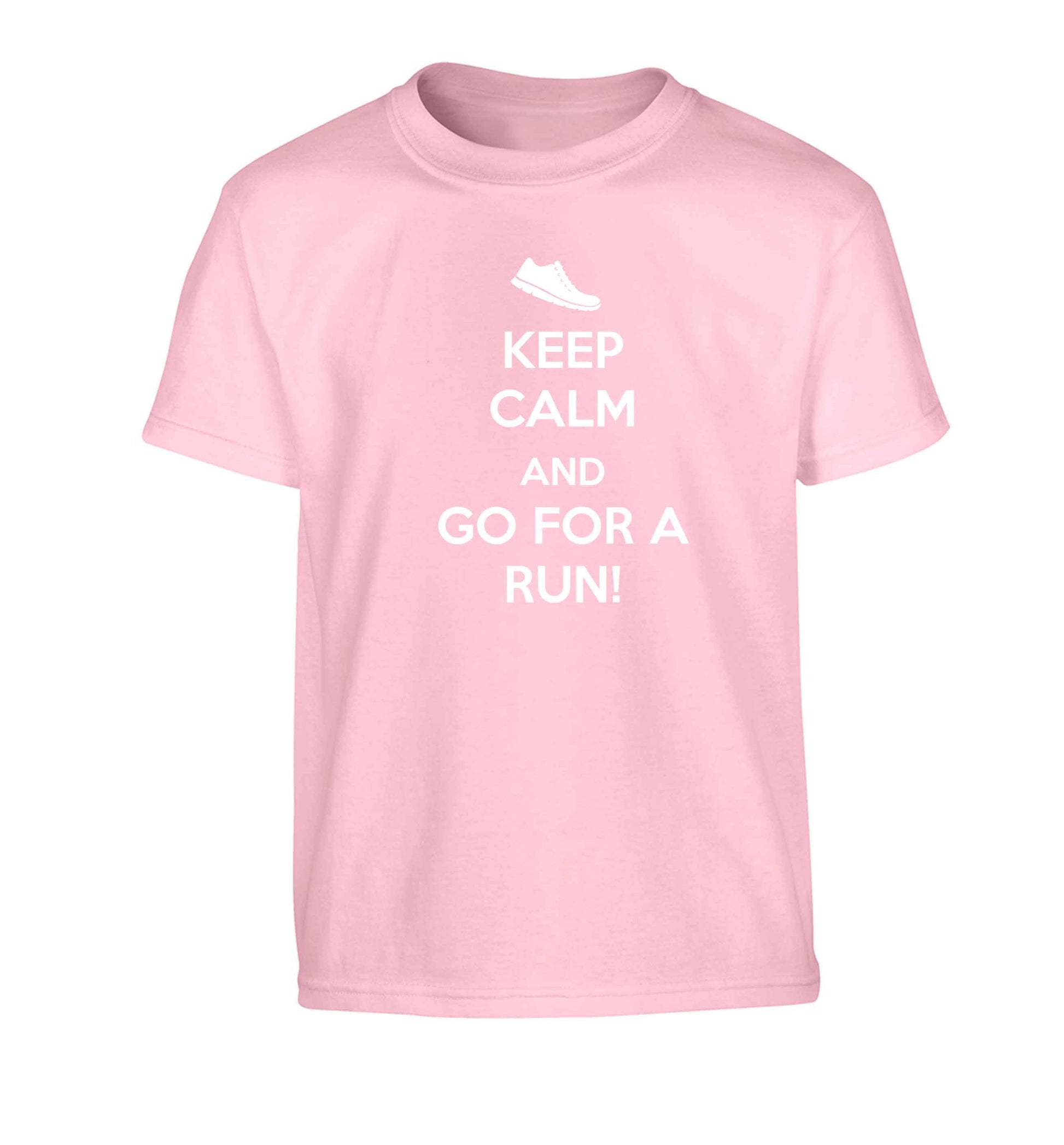 Keep calm and go for a run Children's light pink Tshirt 12-13 Years