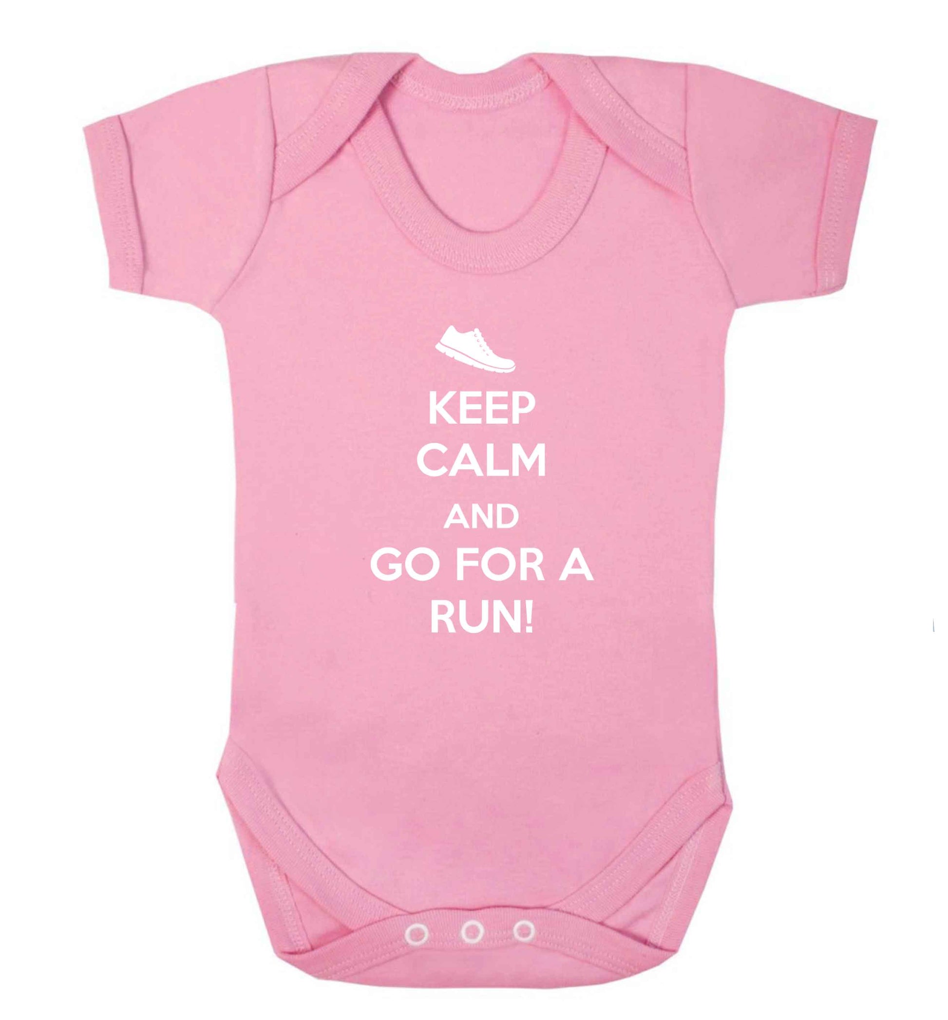 Keep calm and go for a run baby vest pale pink 18-24 months