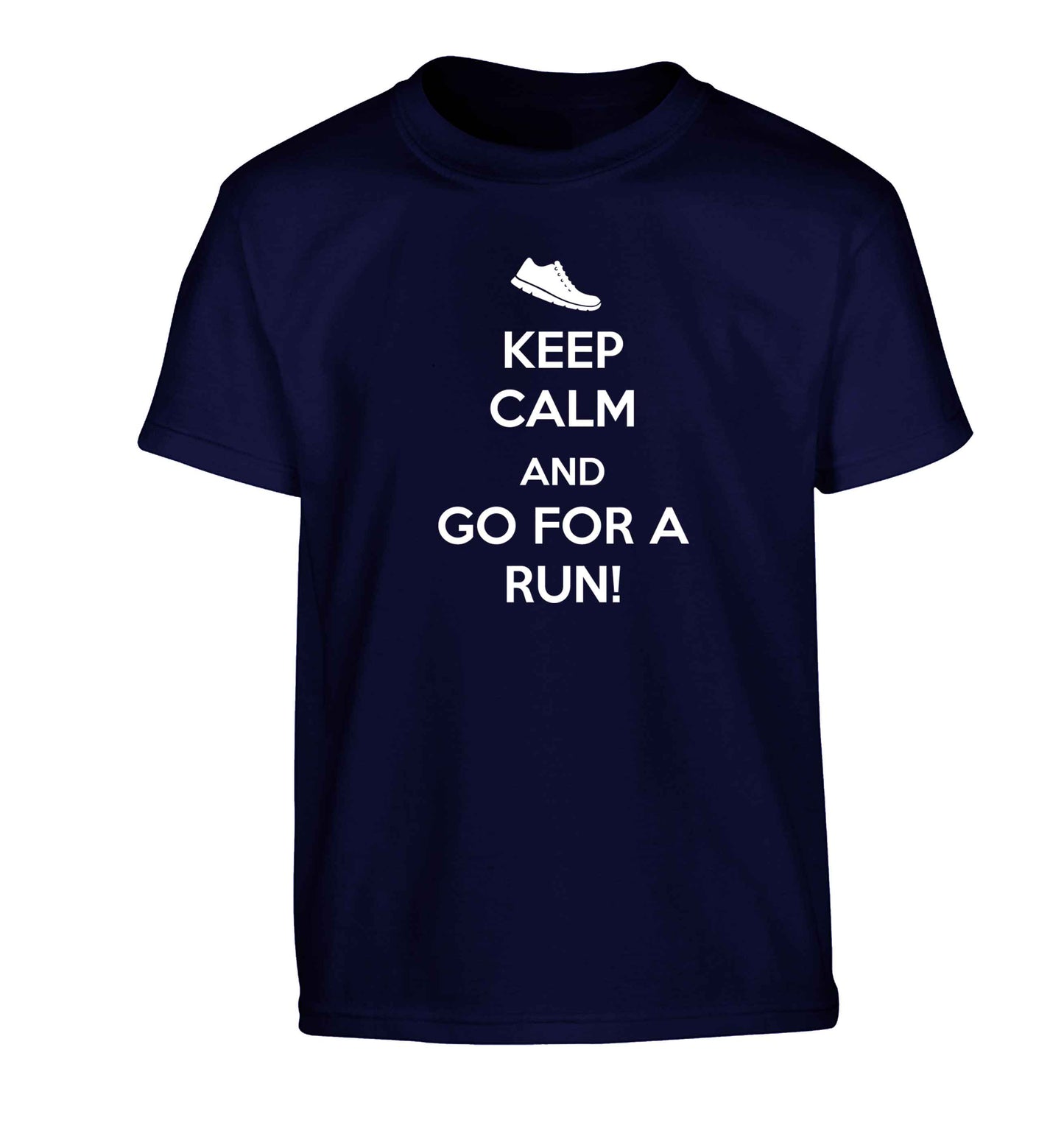 Keep calm and go for a run Children's navy Tshirt 12-13 Years