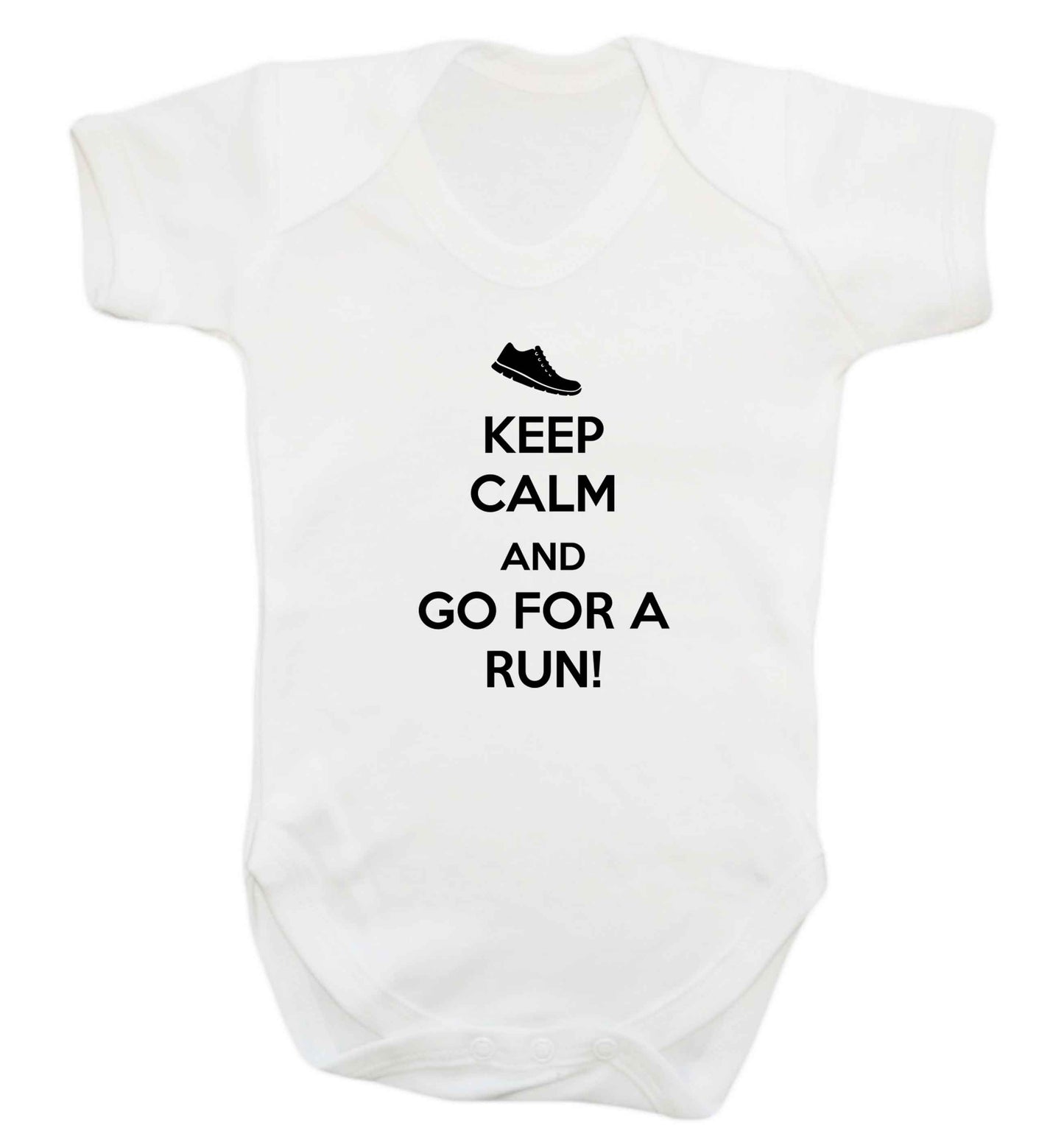 Keep calm and go for a run baby vest white 18-24 months