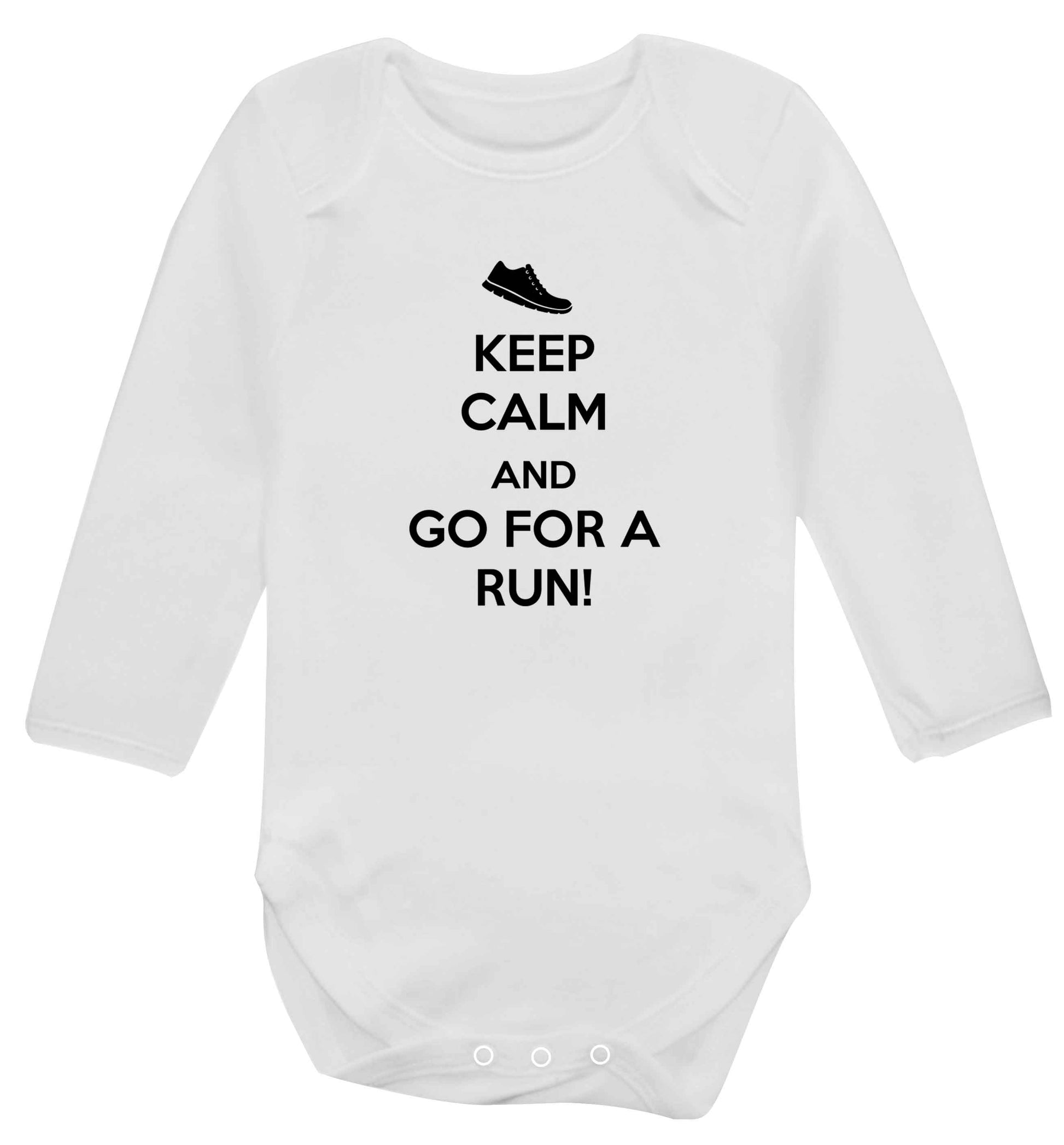 Keep calm and go for a run baby vest long sleeved white 6-12 months