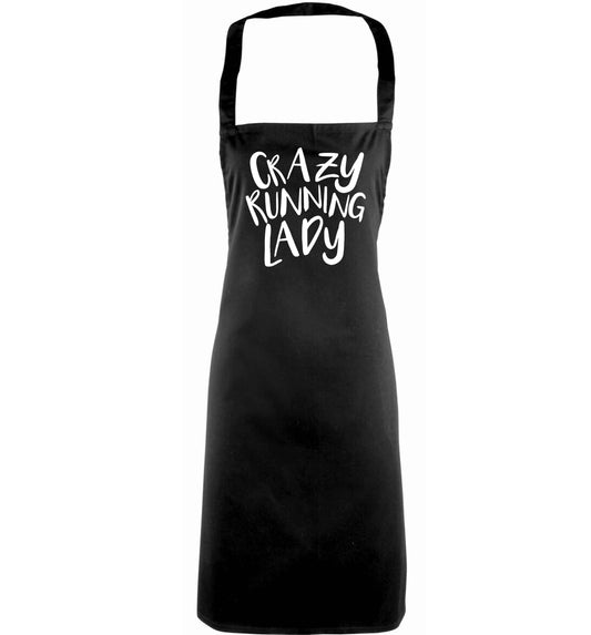 Crazy running lady adults black apron