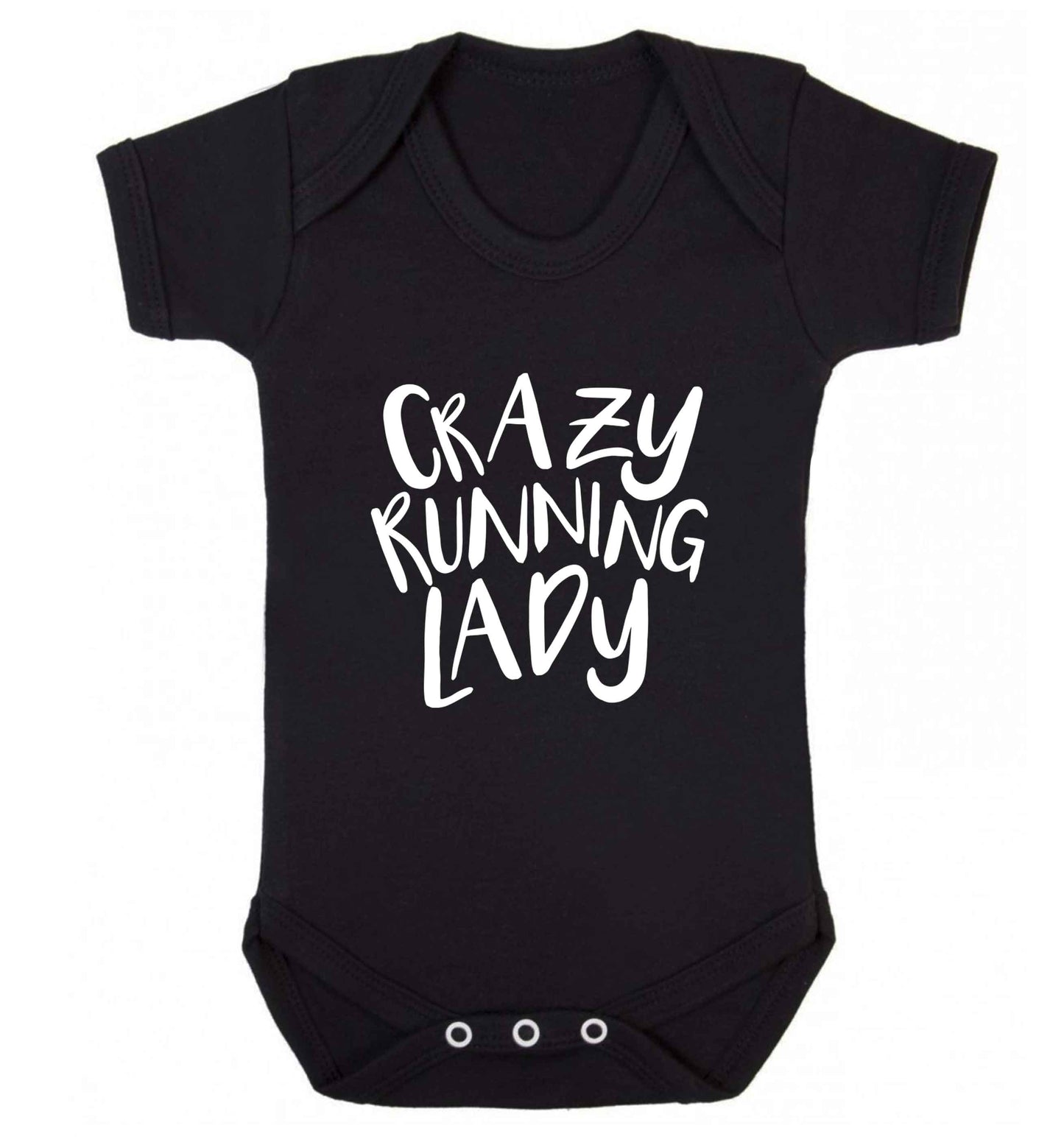 Crazy running lady baby vest black 18-24 months