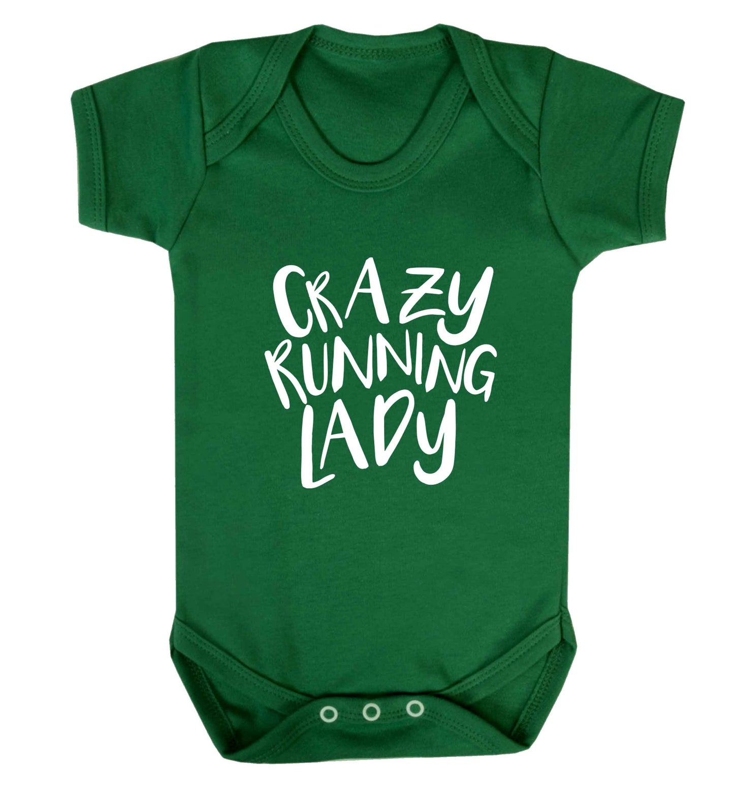 Crazy running lady baby vest green 18-24 months
