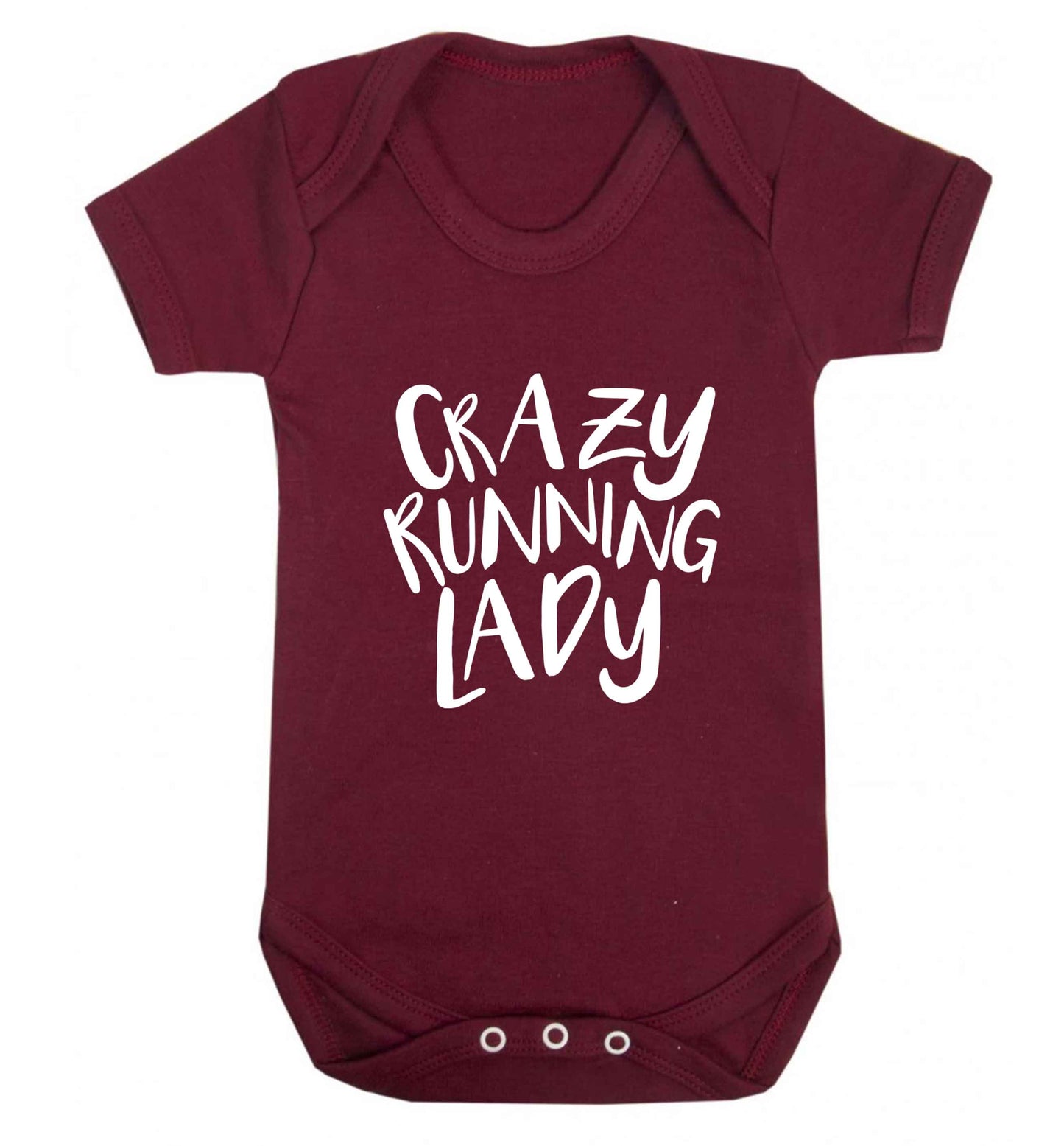 Crazy running lady baby vest maroon 18-24 months