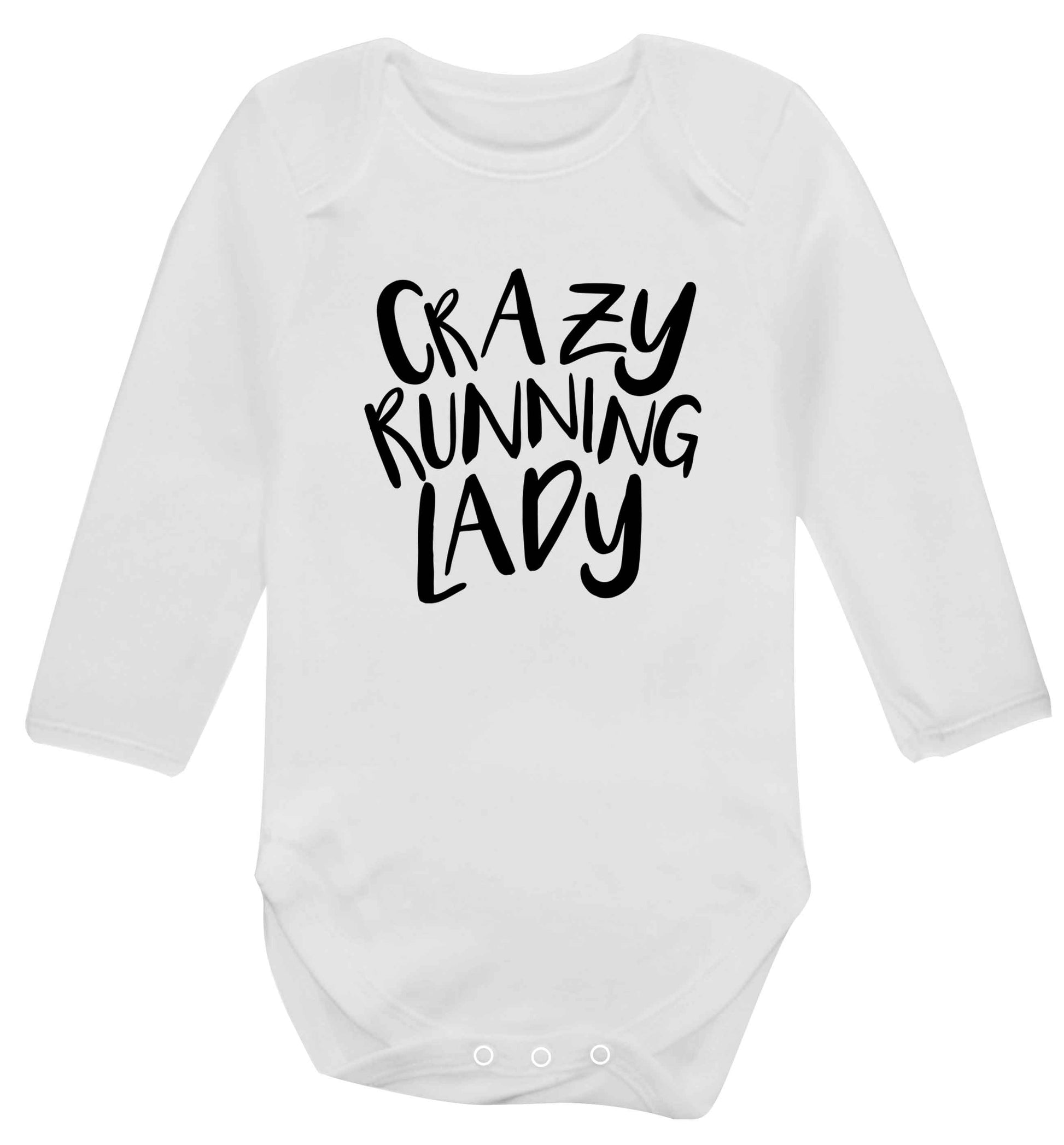 Crazy running lady baby vest long sleeved white 6-12 months
