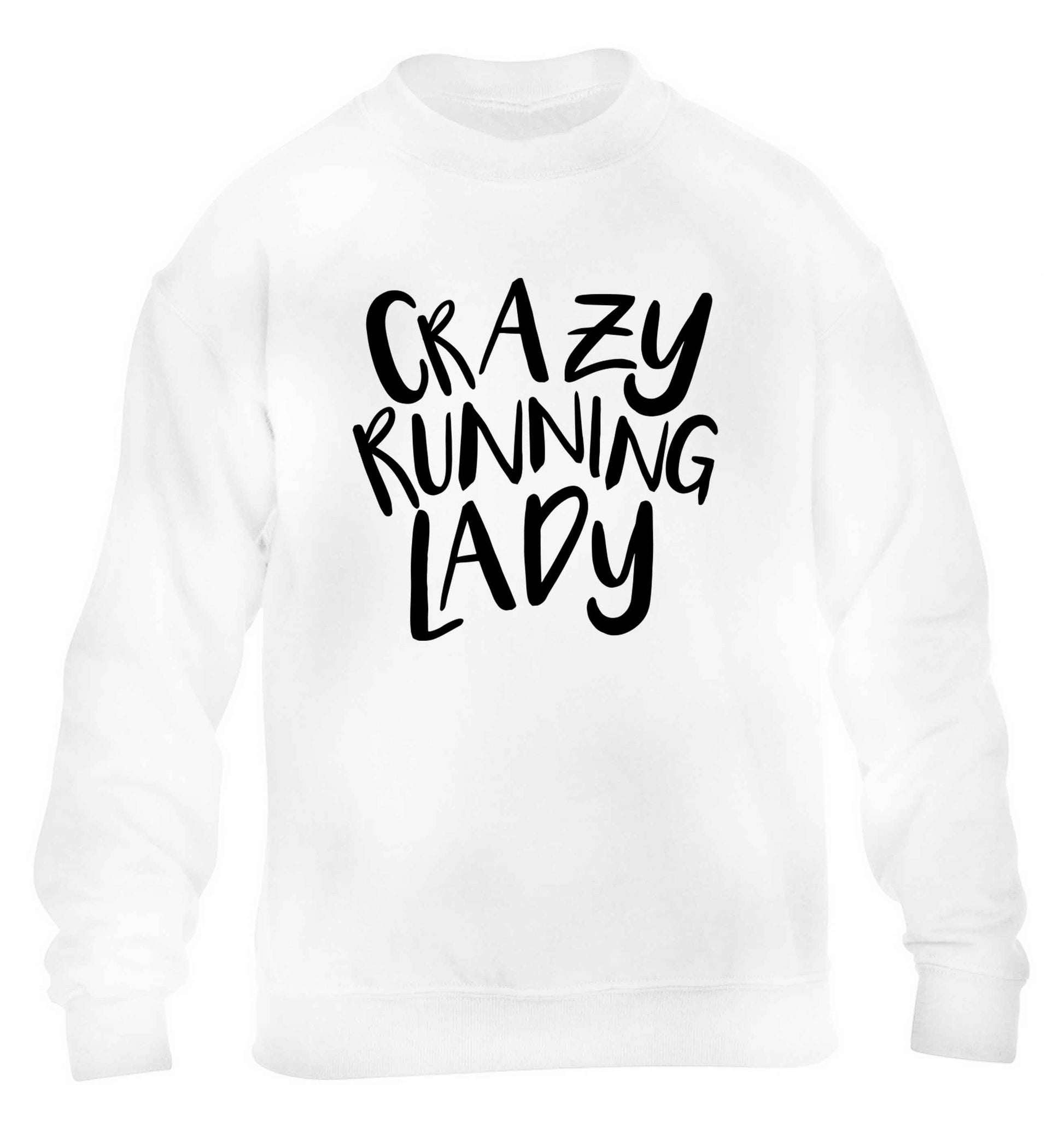 Crazy running lady children's white sweater 12-13 Years