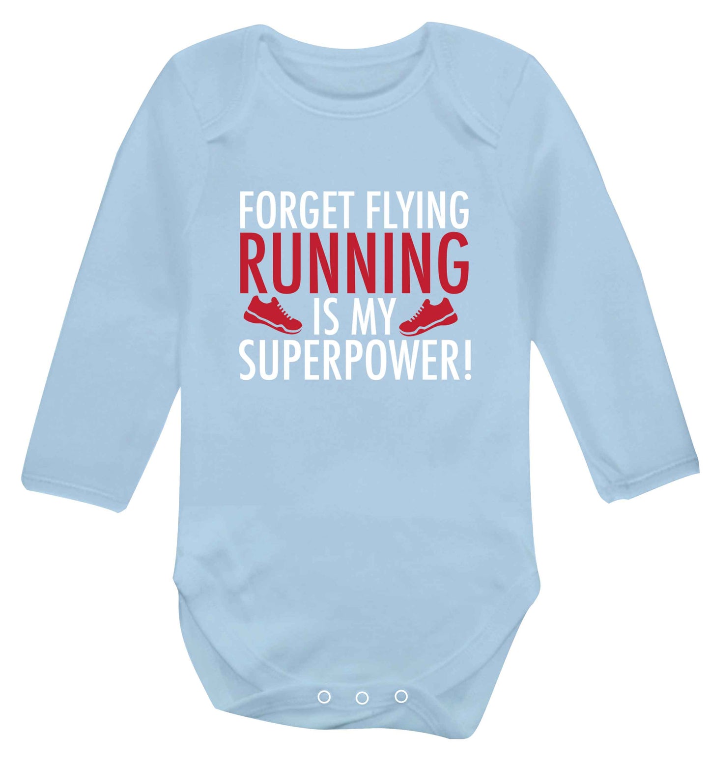 Crazy running dude baby vest long sleeved pale blue 6-12 months