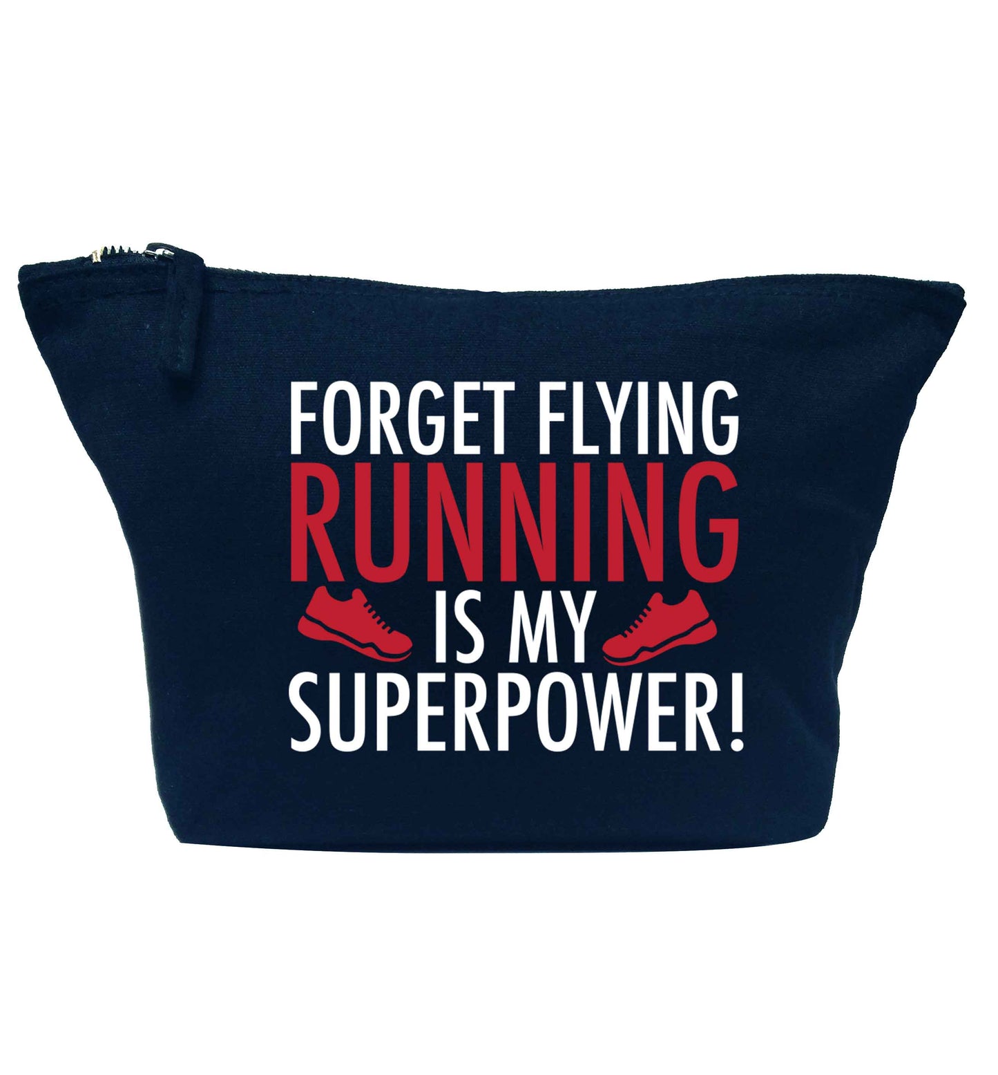 Forget flying running is my superpower navy makeup bag