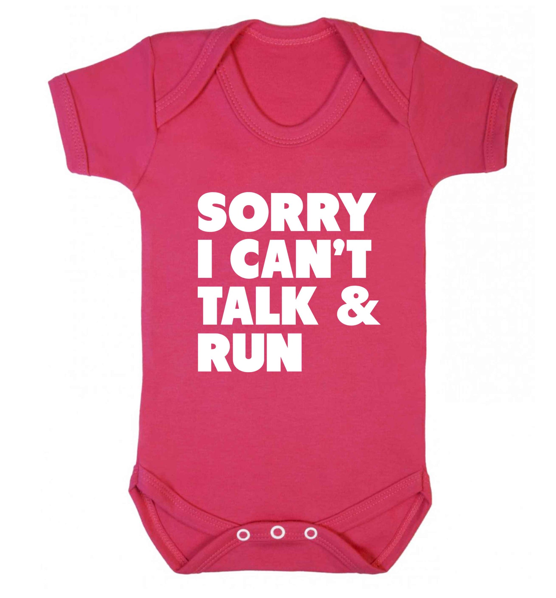 Sorry I can't talk and run baby vest dark pink 18-24 months