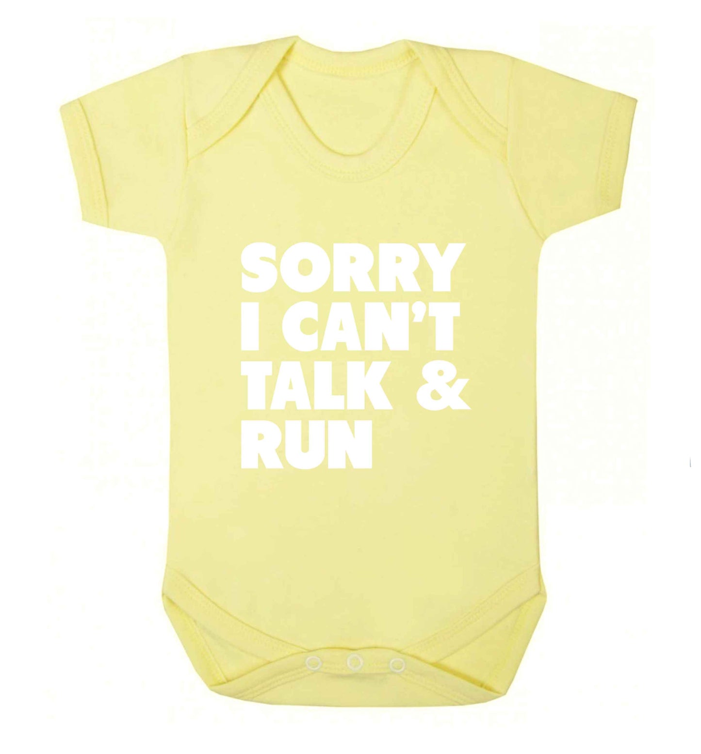 Sorry I can't talk and run baby vest pale yellow 18-24 months