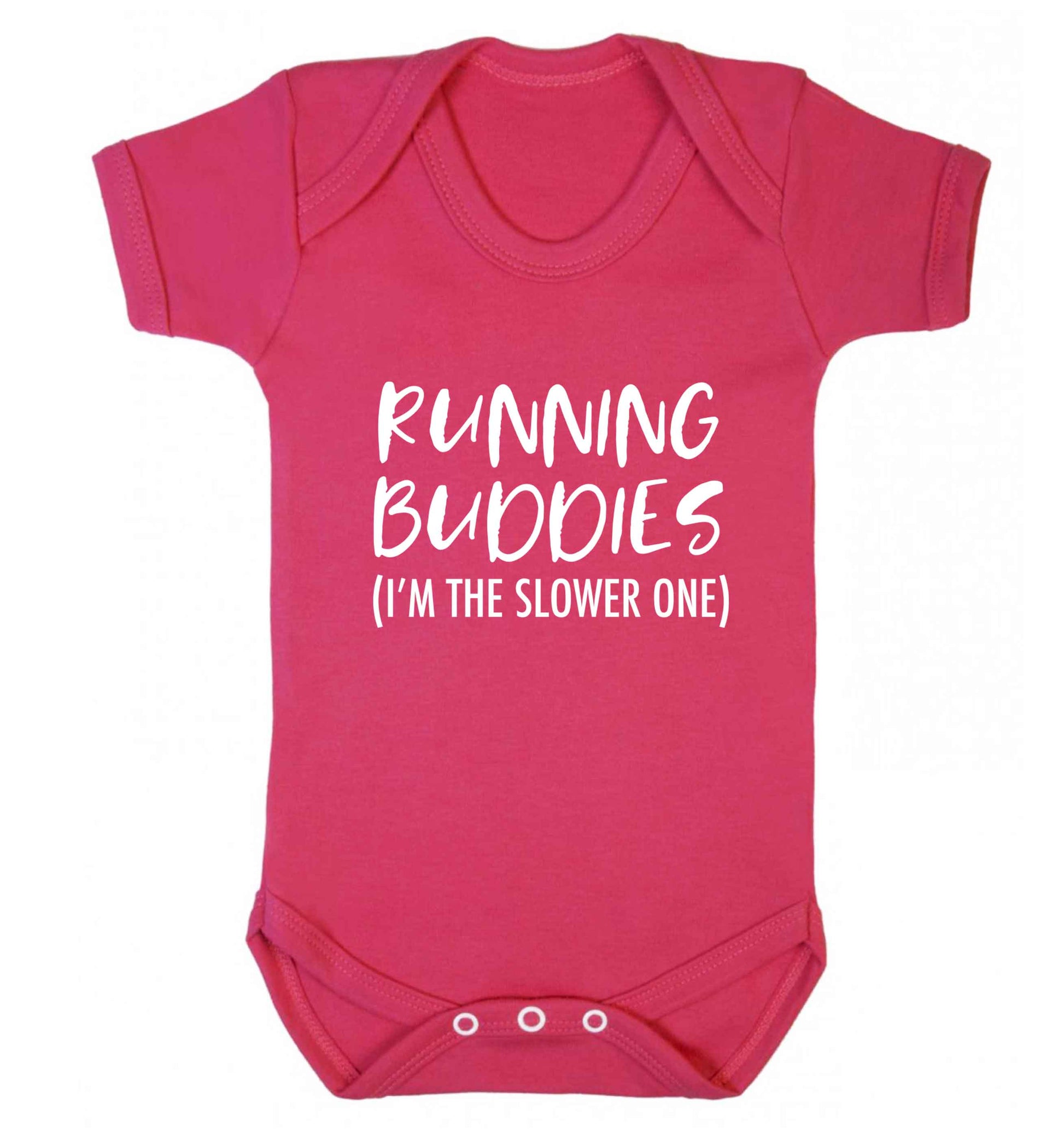 Running buddies (I'm the slower one) baby vest dark pink 18-24 months