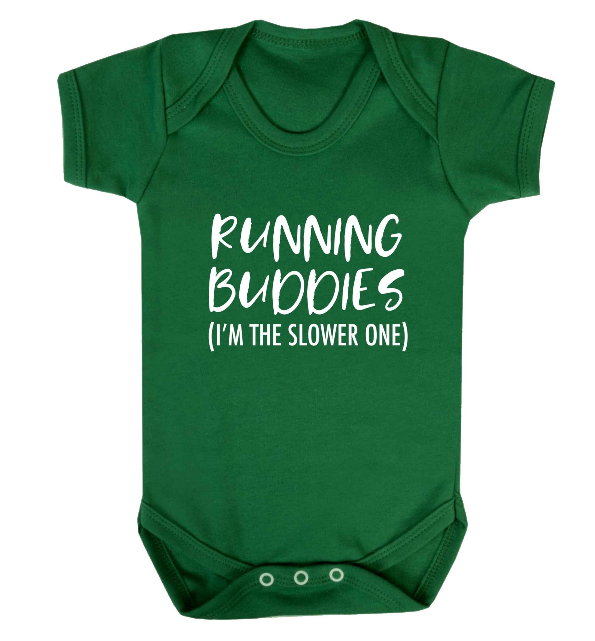 Running buddies (I'm the slower one) baby vest green 18-24 months